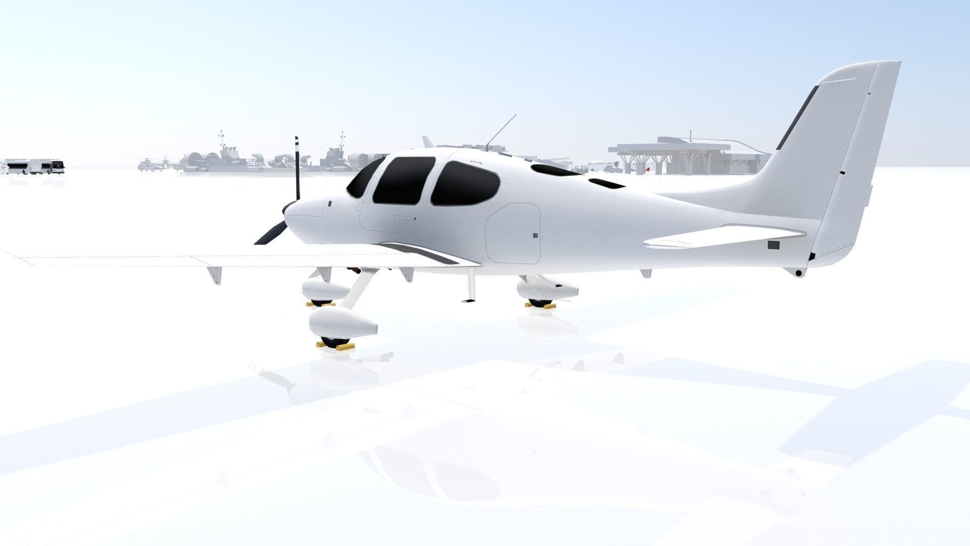 Cirrus SR22 Low Poly Static Airport Low-poly 3D model_2