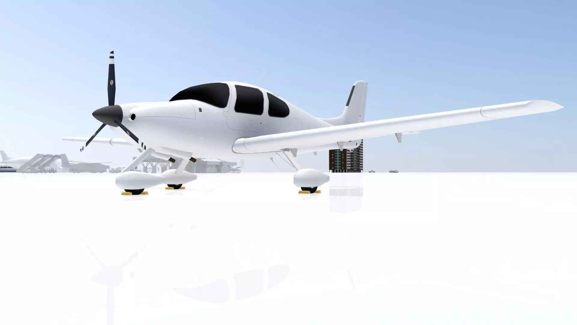 Cirrus SR22 Low Poly Static Airport Low-poly 3D model_0