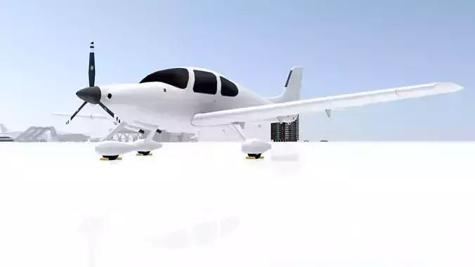 Cirrus SR22 Low Poly Static Airport Low-poly 3D model