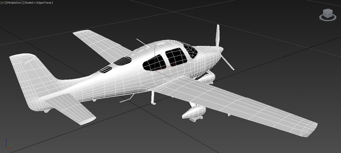 Cirrus SR22 Low Poly Static Airport Low-poly 3D model_3
