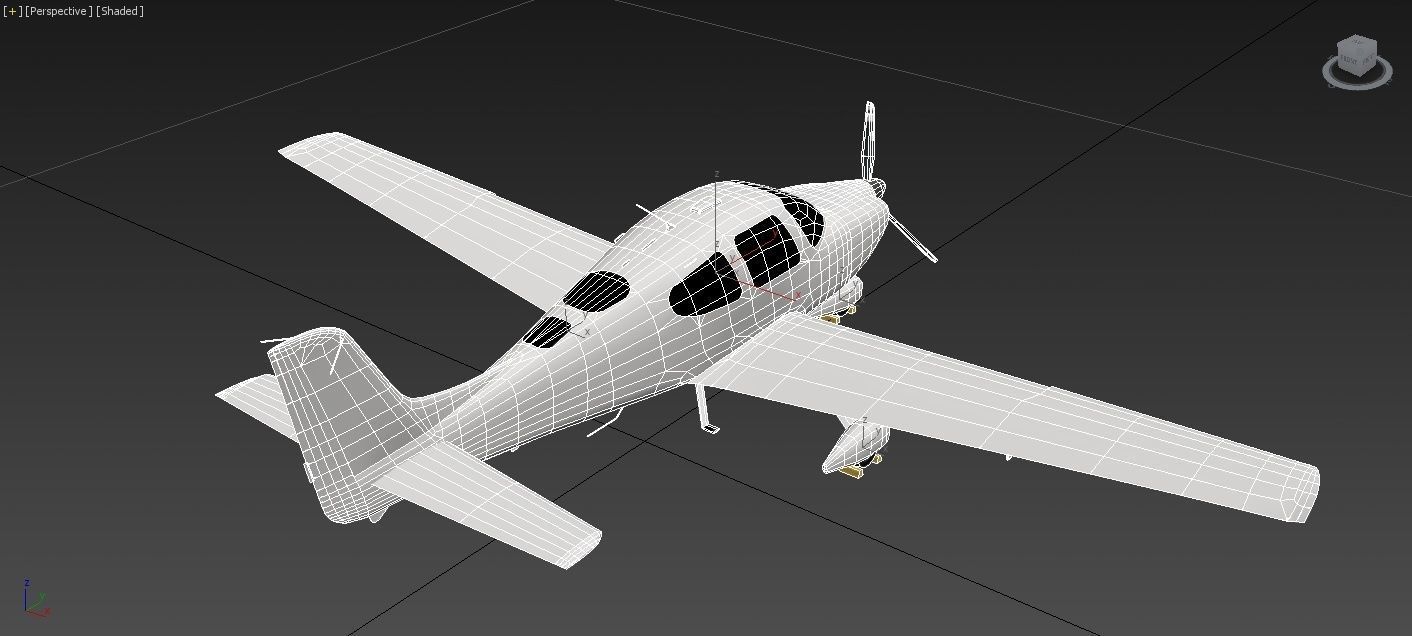 Cirrus SR22 Low Poly Static Airport Low-poly 3D model_8