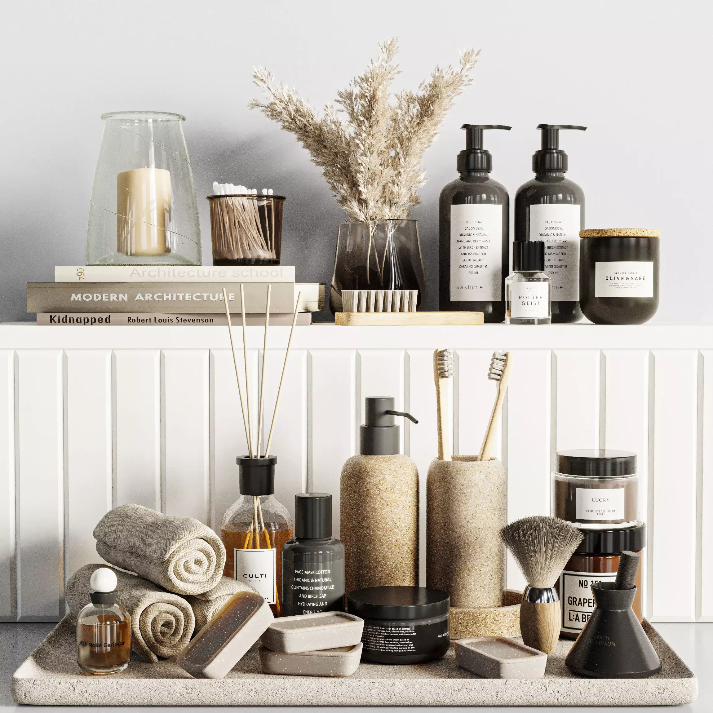 Bathroom accessories Set 3D model_0