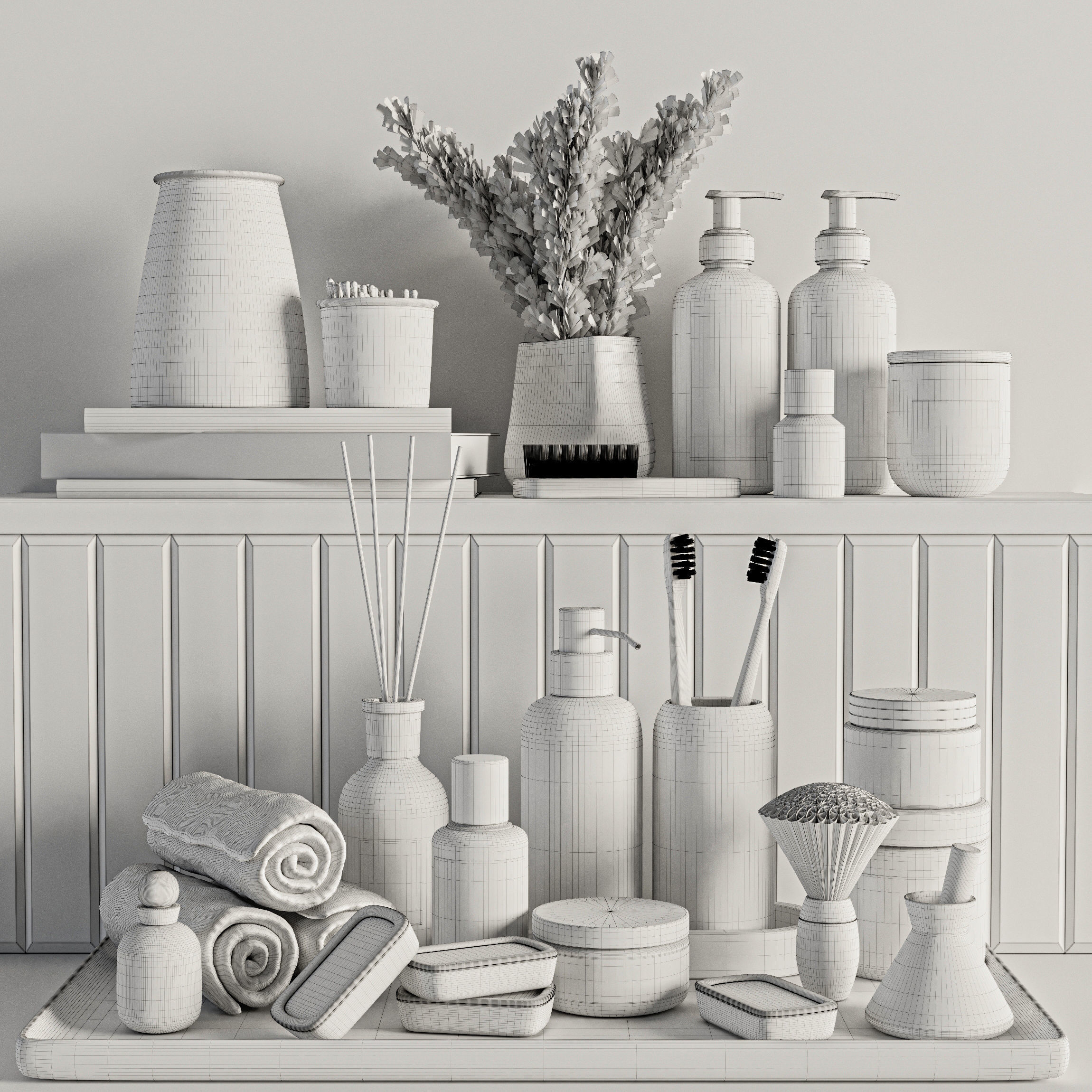 Bathroom accessories Set 3D model_5