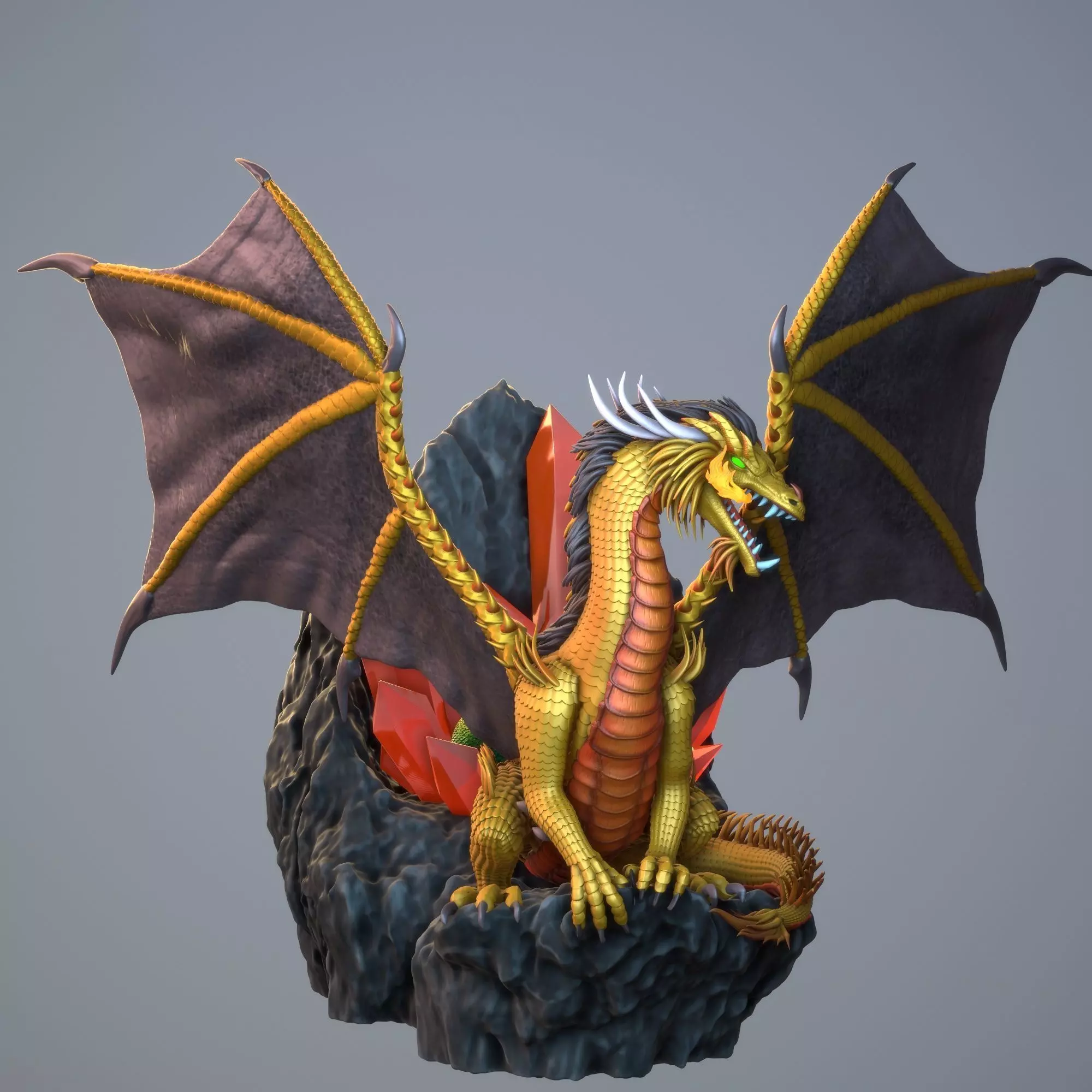 Heroes 3 Gold Dragon on the cliff with a roost  3D print model_0