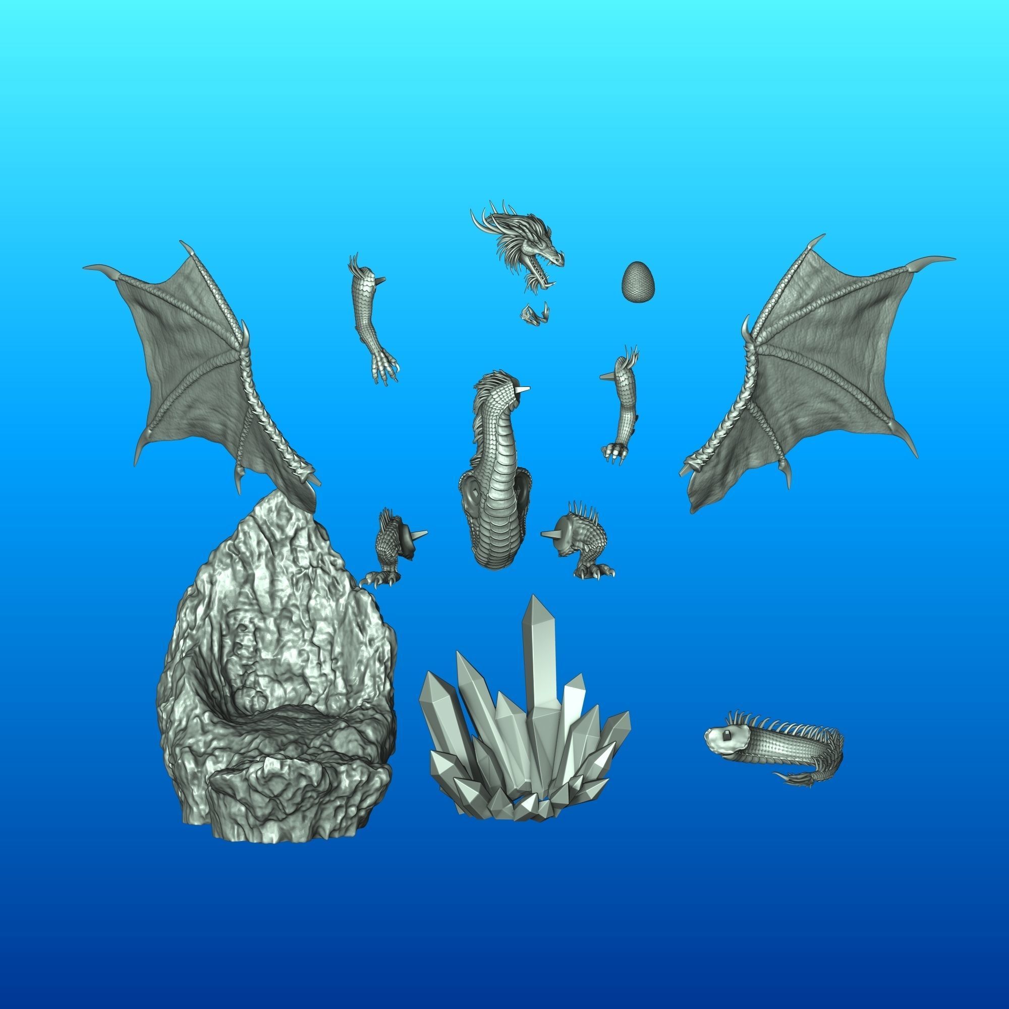 Heroes 3 Gold Dragon on the cliff with a roost  3D print model_5