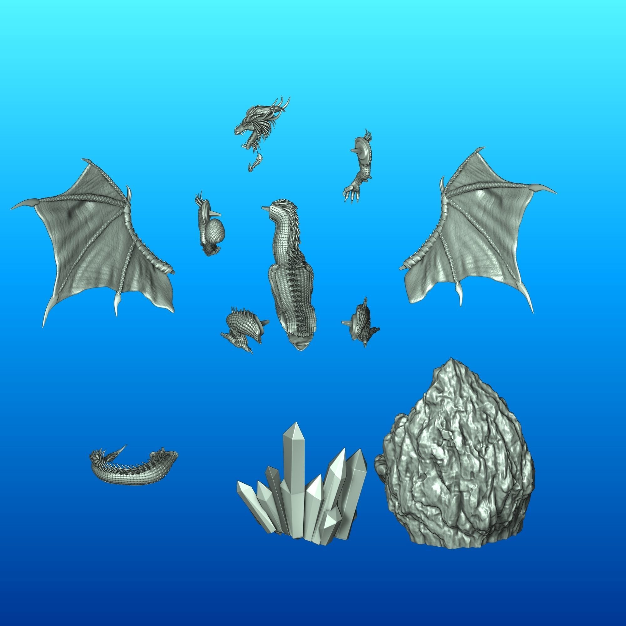 Heroes 3 Gold Dragon on the cliff with a roost  3D print model_6