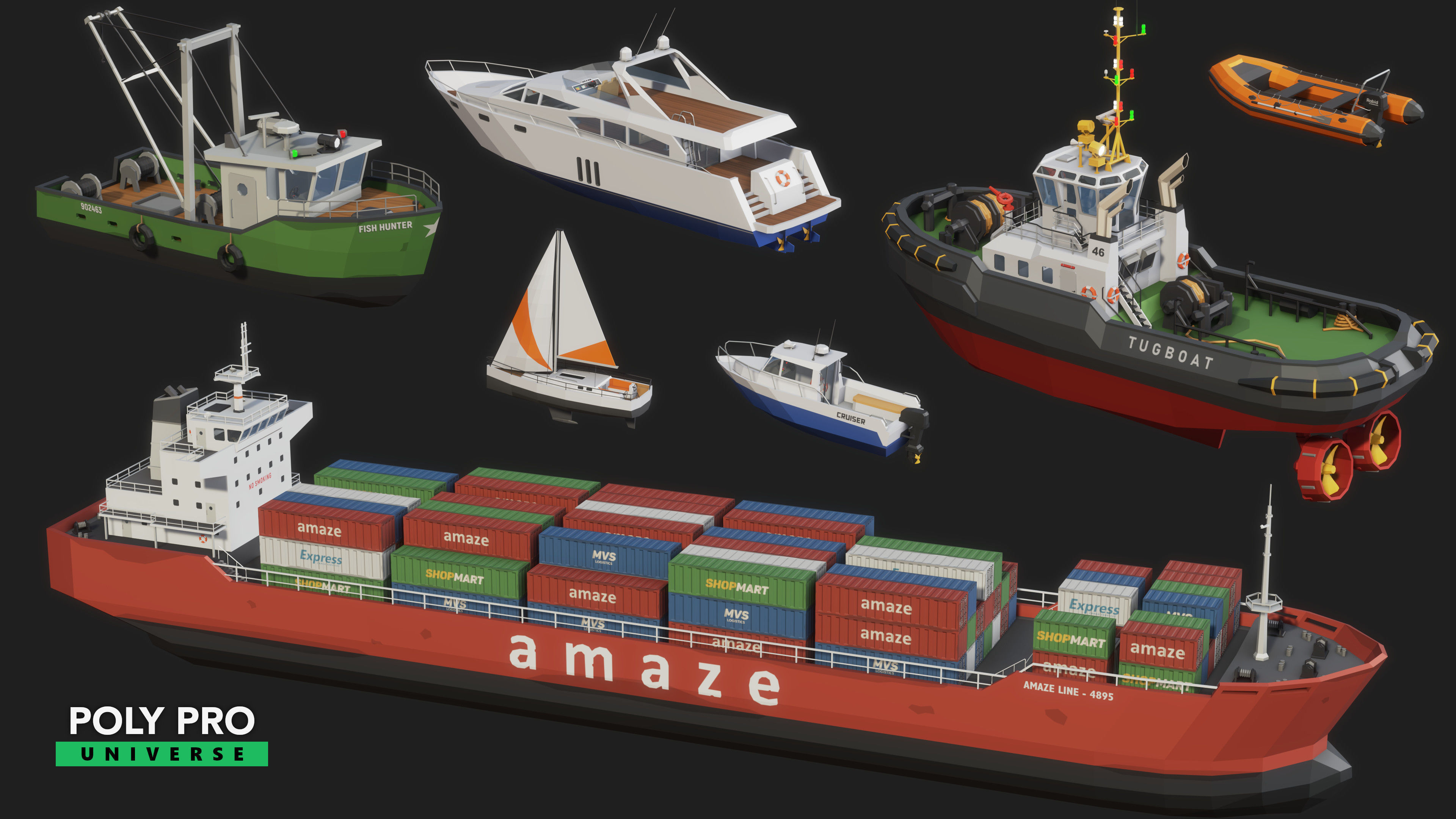 Poly Pro Vehicles Water Low-poly 3D model_1