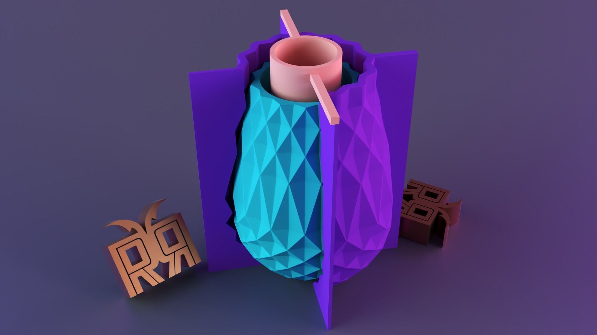 pattern Vase with outer 3D print model_3