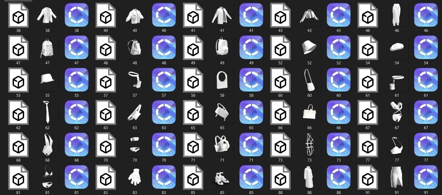 50 BASIC CLOTHES AND ACCESSORIES FOR FEMALE  Low-poly 3D model_3