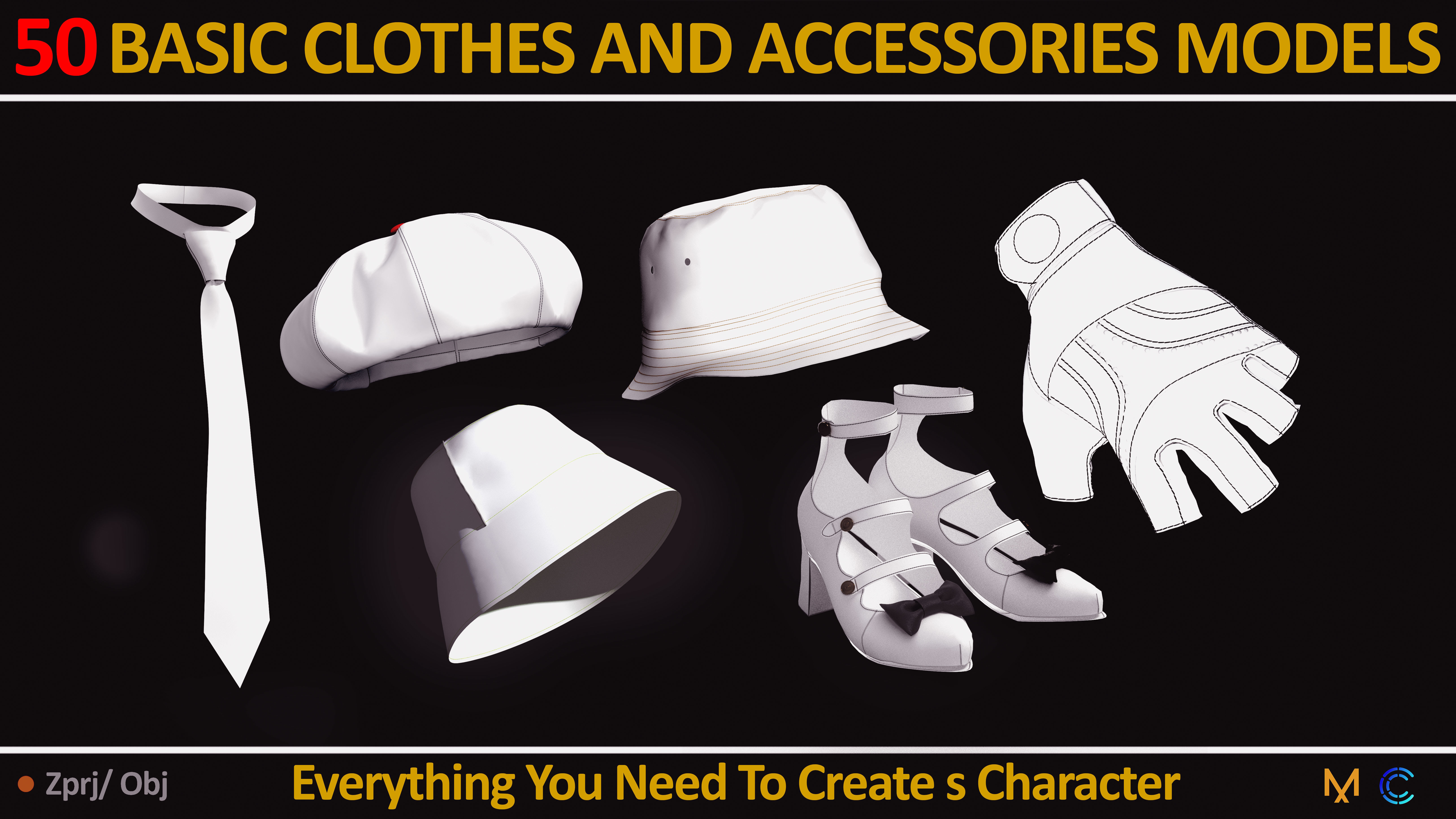 50 BASIC CLOTHES AND ACCESSORIES FOR FEMALE  Low-poly 3D model_5