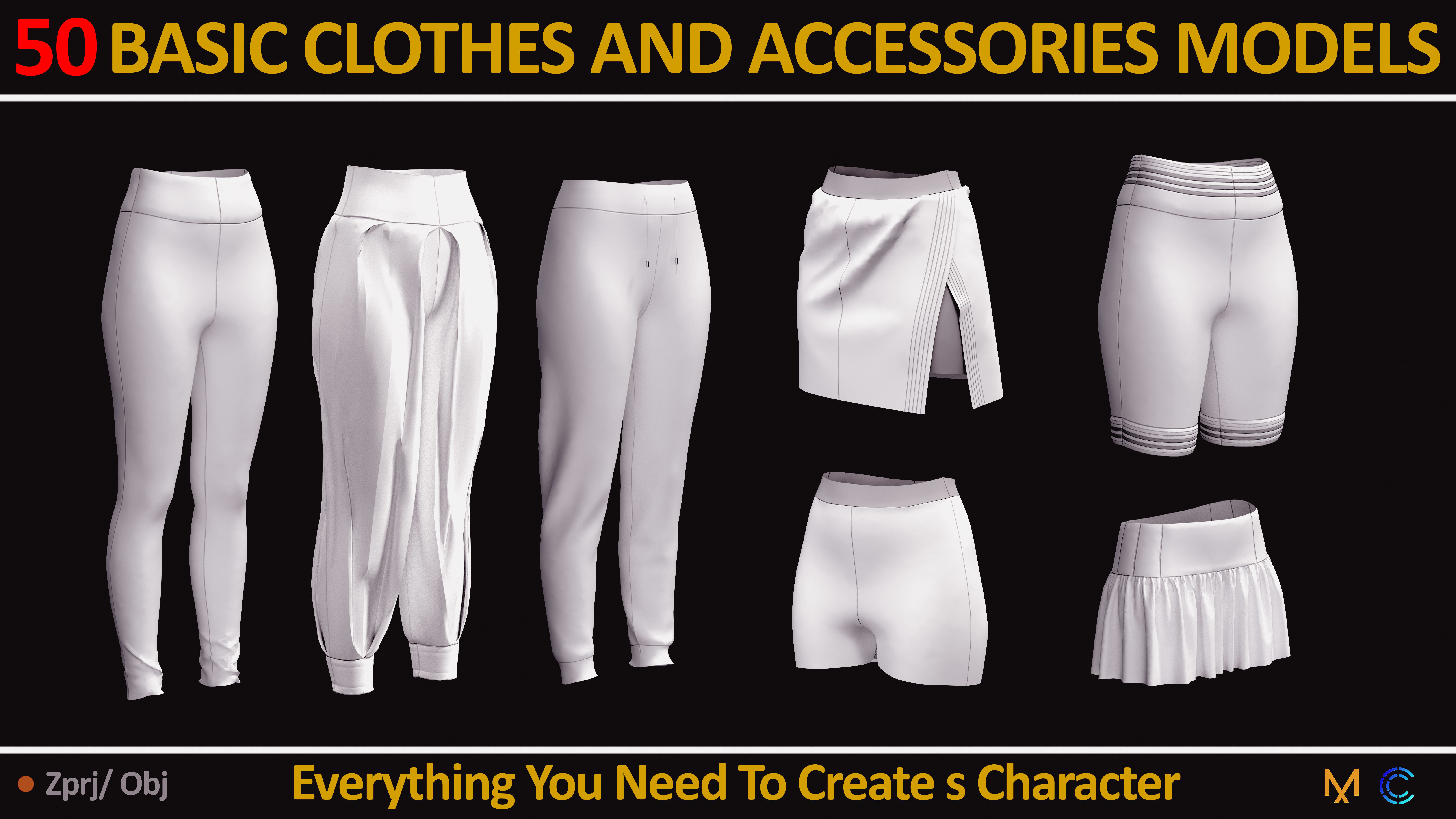 50 BASIC CLOTHES AND ACCESSORIES FOR FEMALE  Low-poly 3D model_9