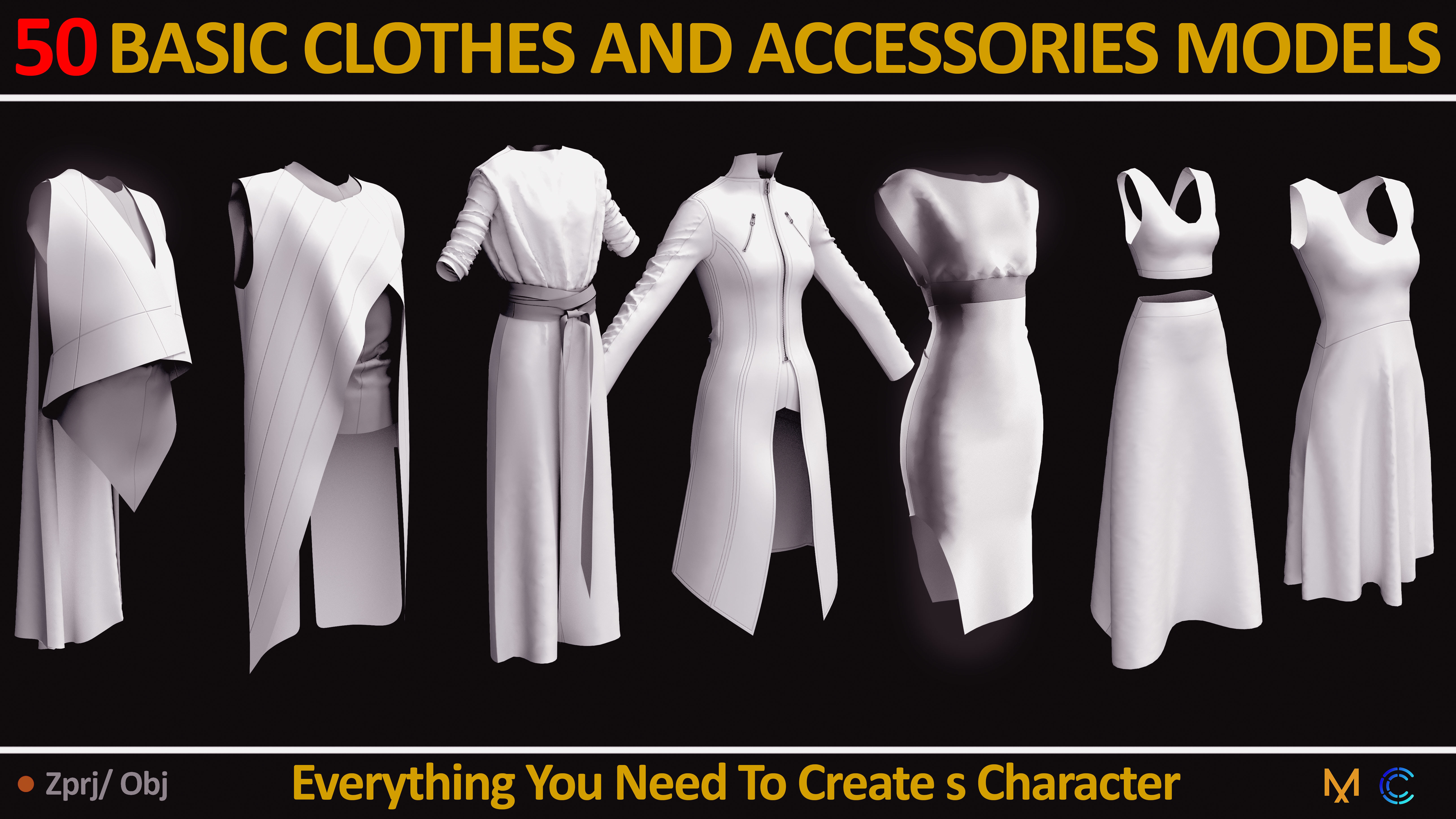 50 BASIC CLOTHES AND ACCESSORIES FOR FEMALE  Low-poly 3D model_6