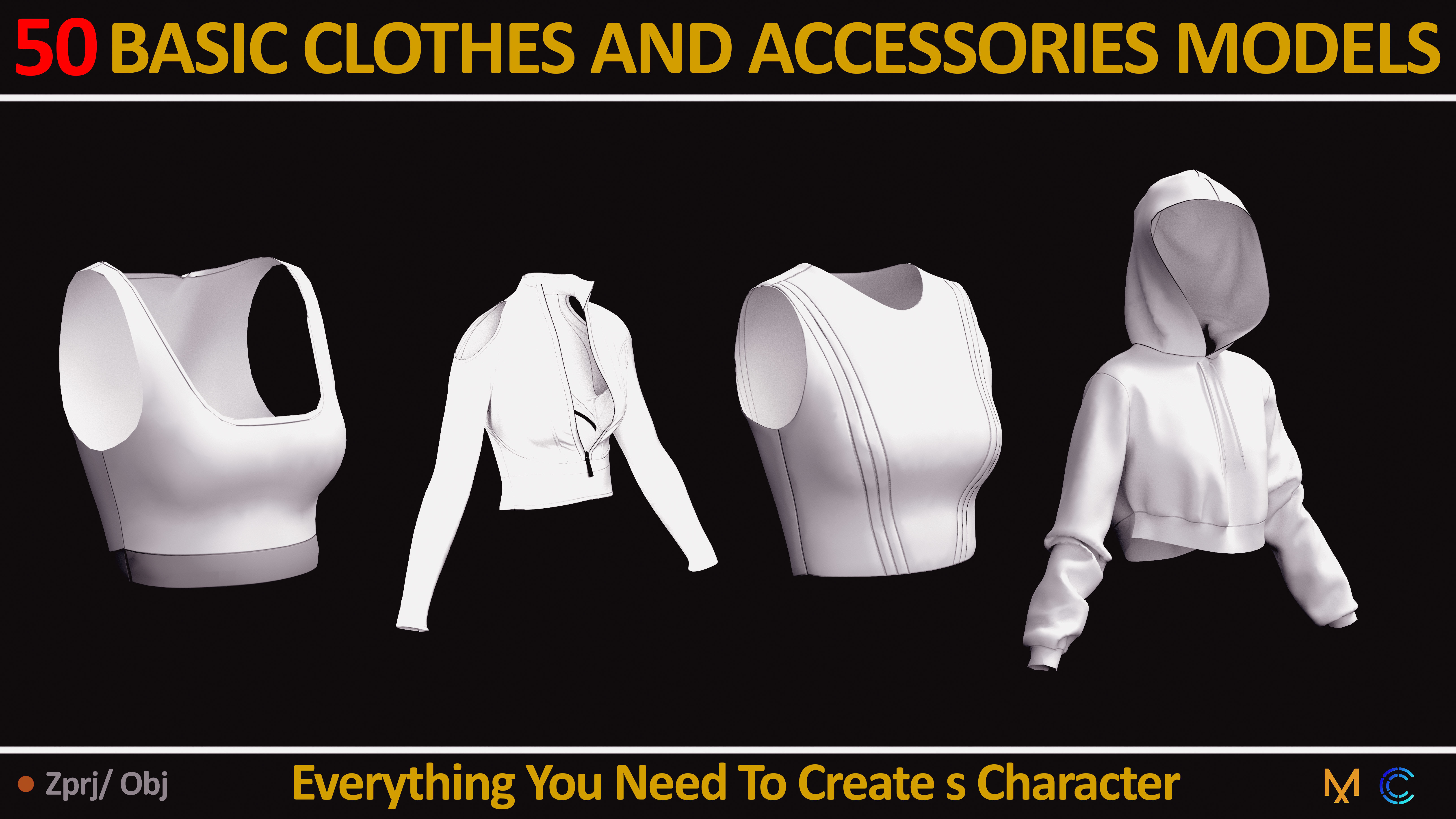 50 BASIC CLOTHES AND ACCESSORIES FOR FEMALE  Low-poly 3D model_8