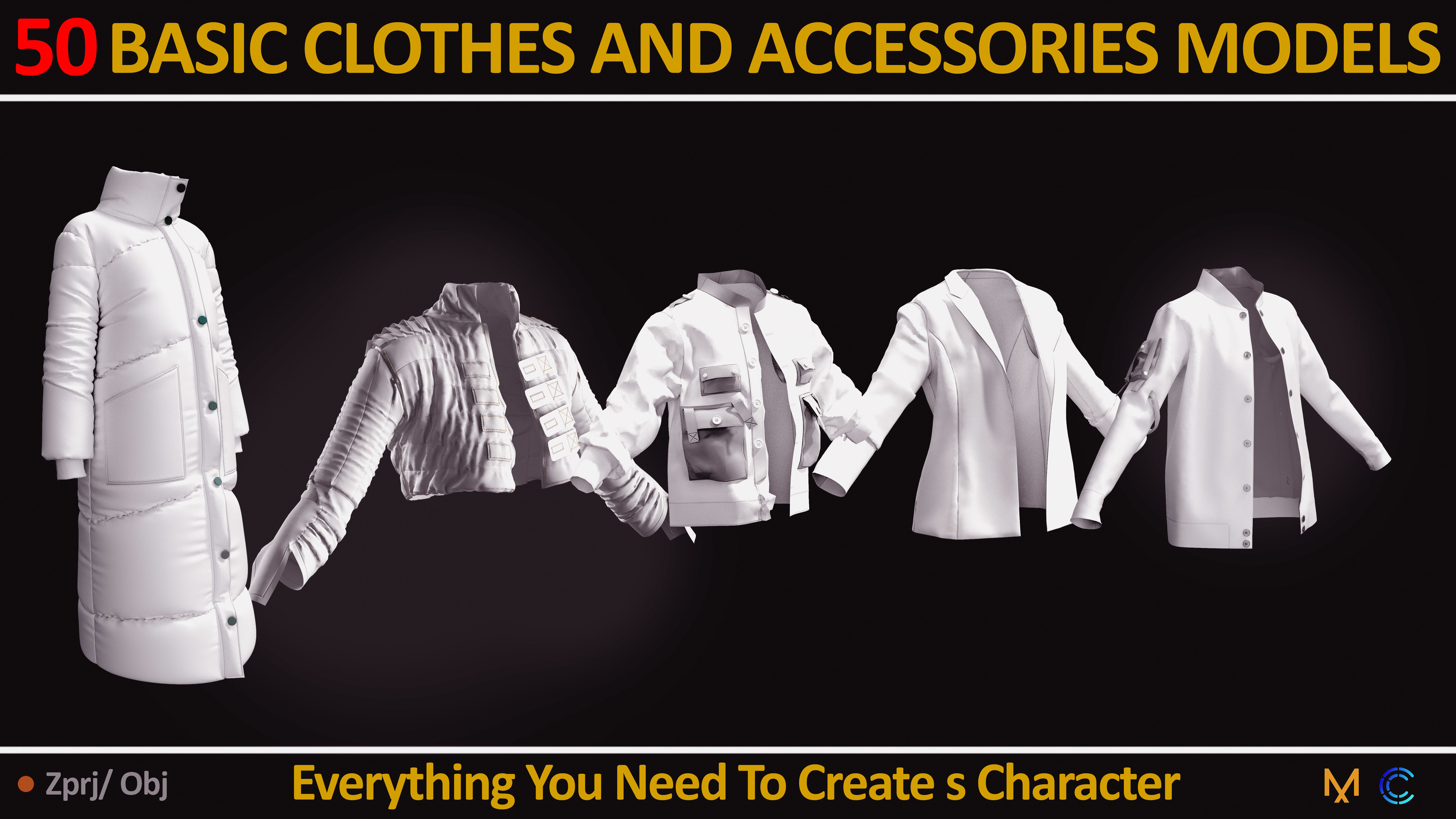 50 BASIC CLOTHES AND ACCESSORIES FOR FEMALE  Low-poly 3D model_10