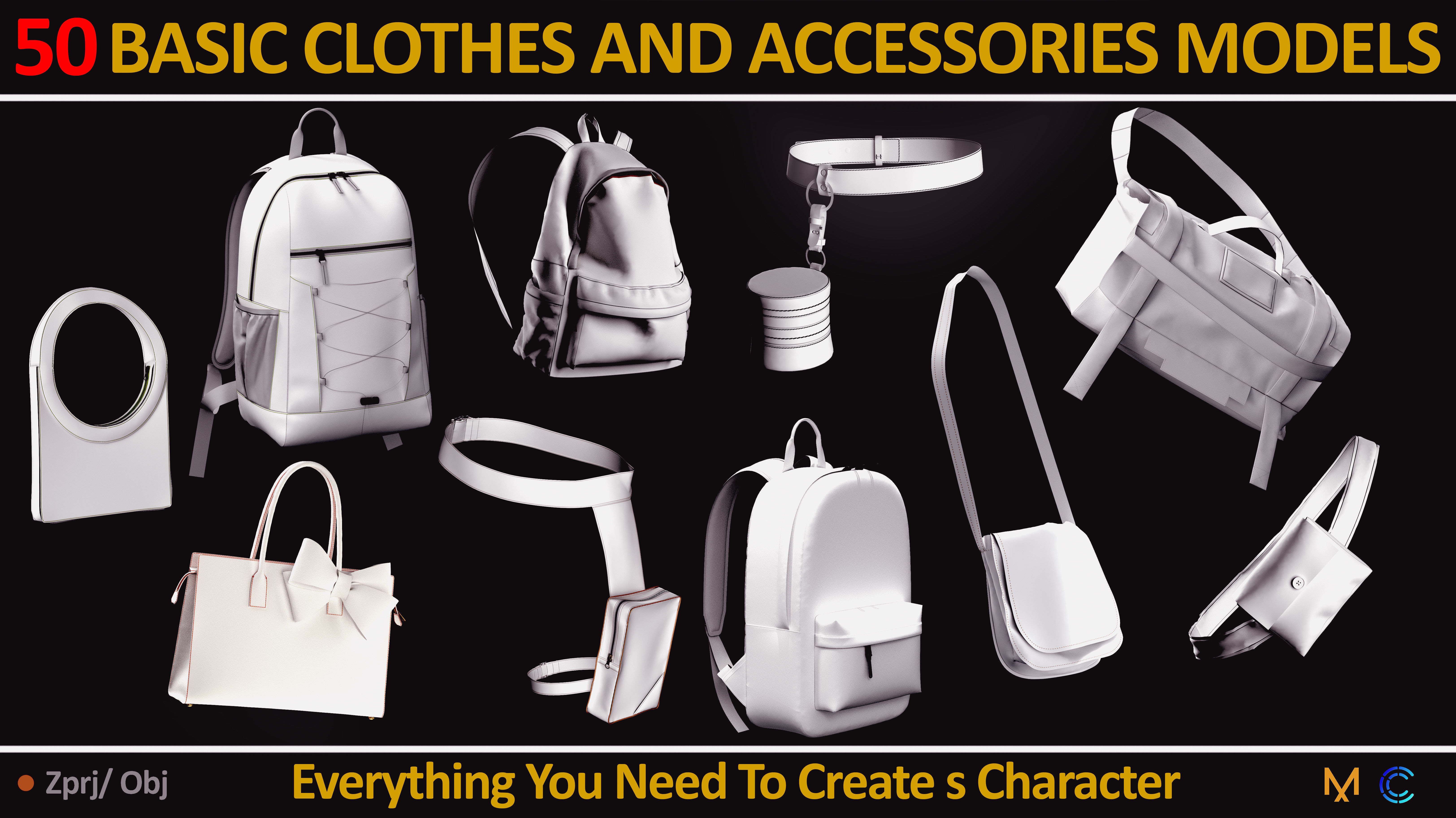 50 BASIC CLOTHES AND ACCESSORIES FOR FEMALE  Low-poly 3D model_11