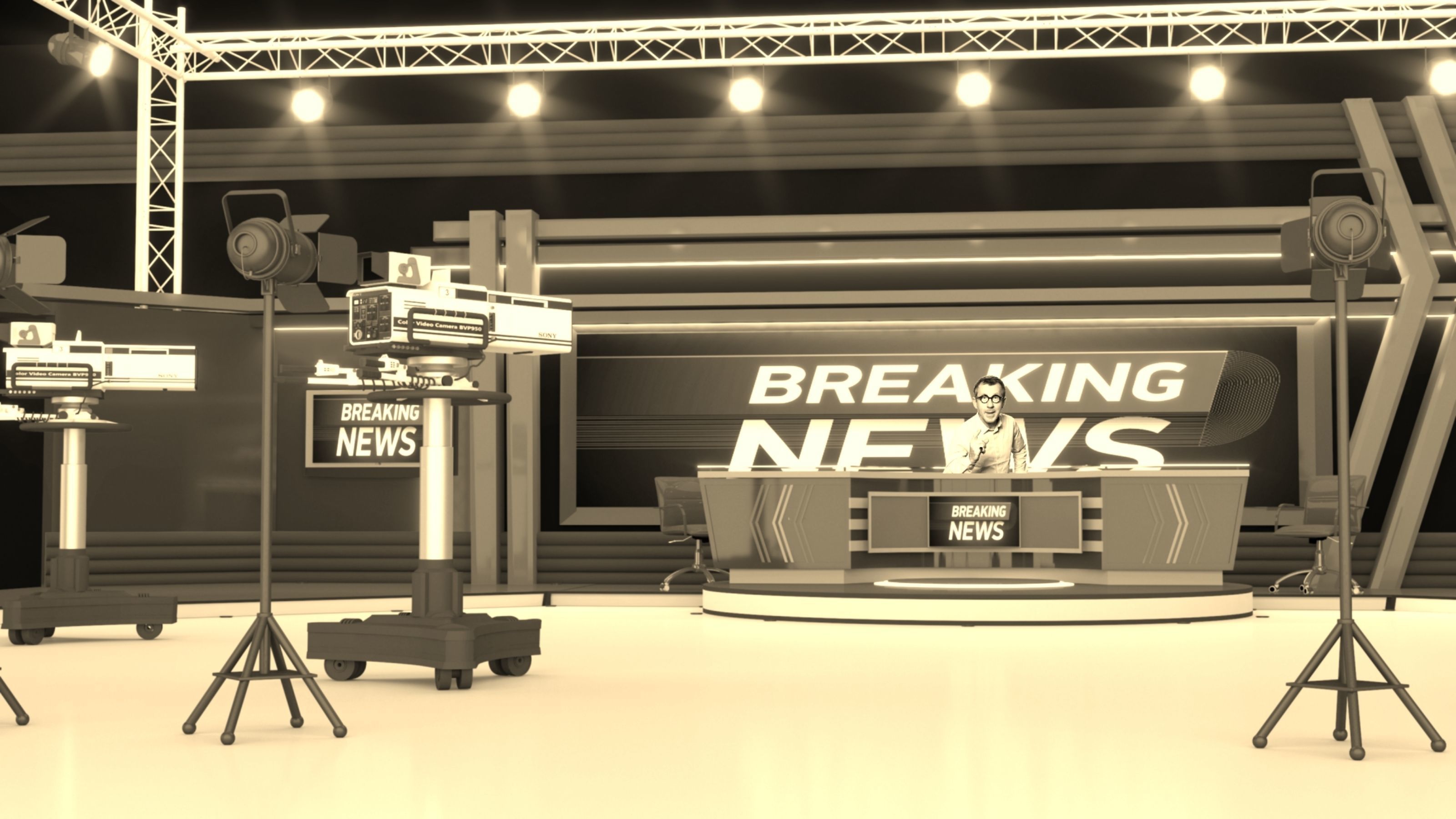 TV Live Studio 3D model_18