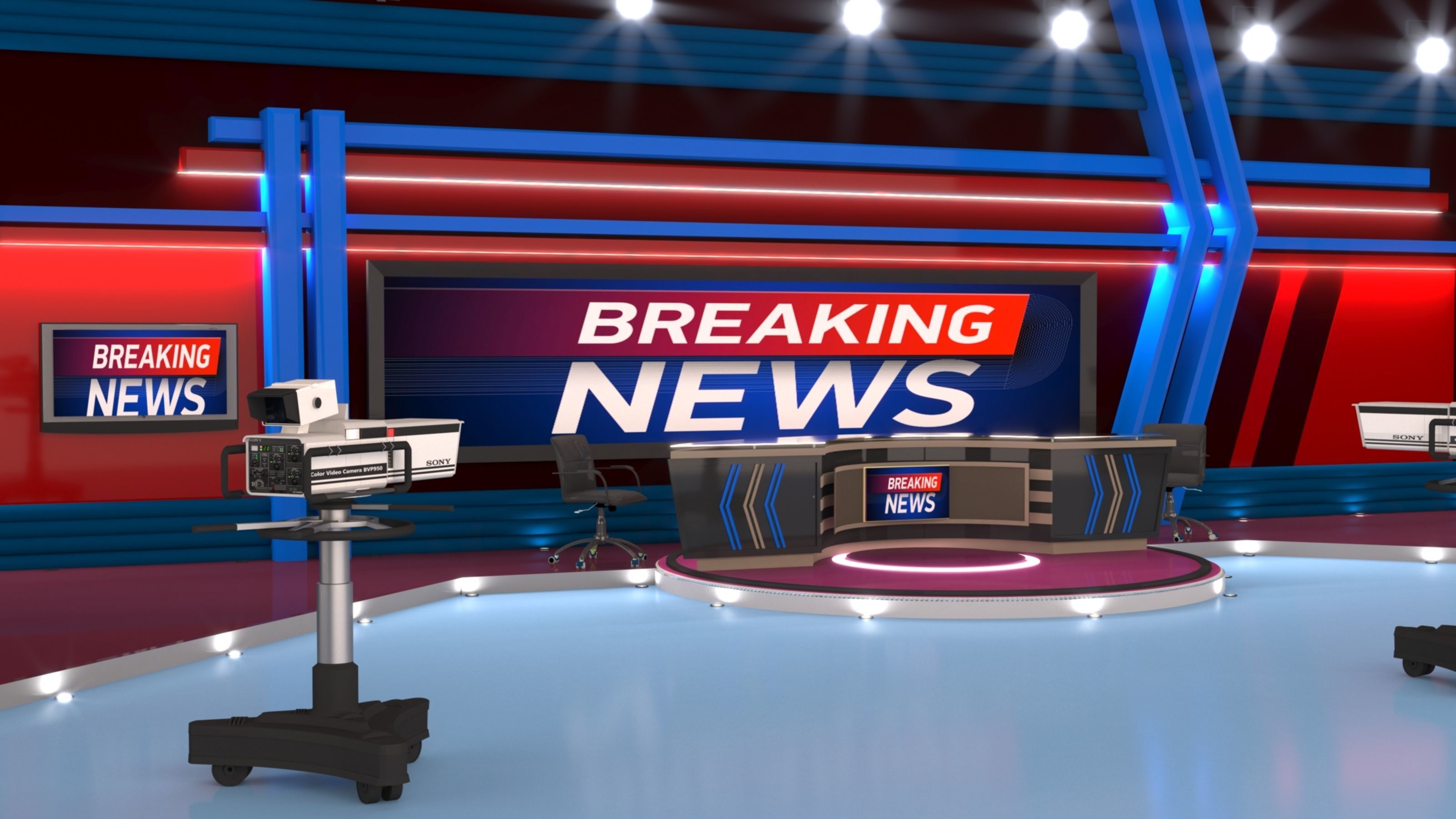 TV Live Studio 3D model_2