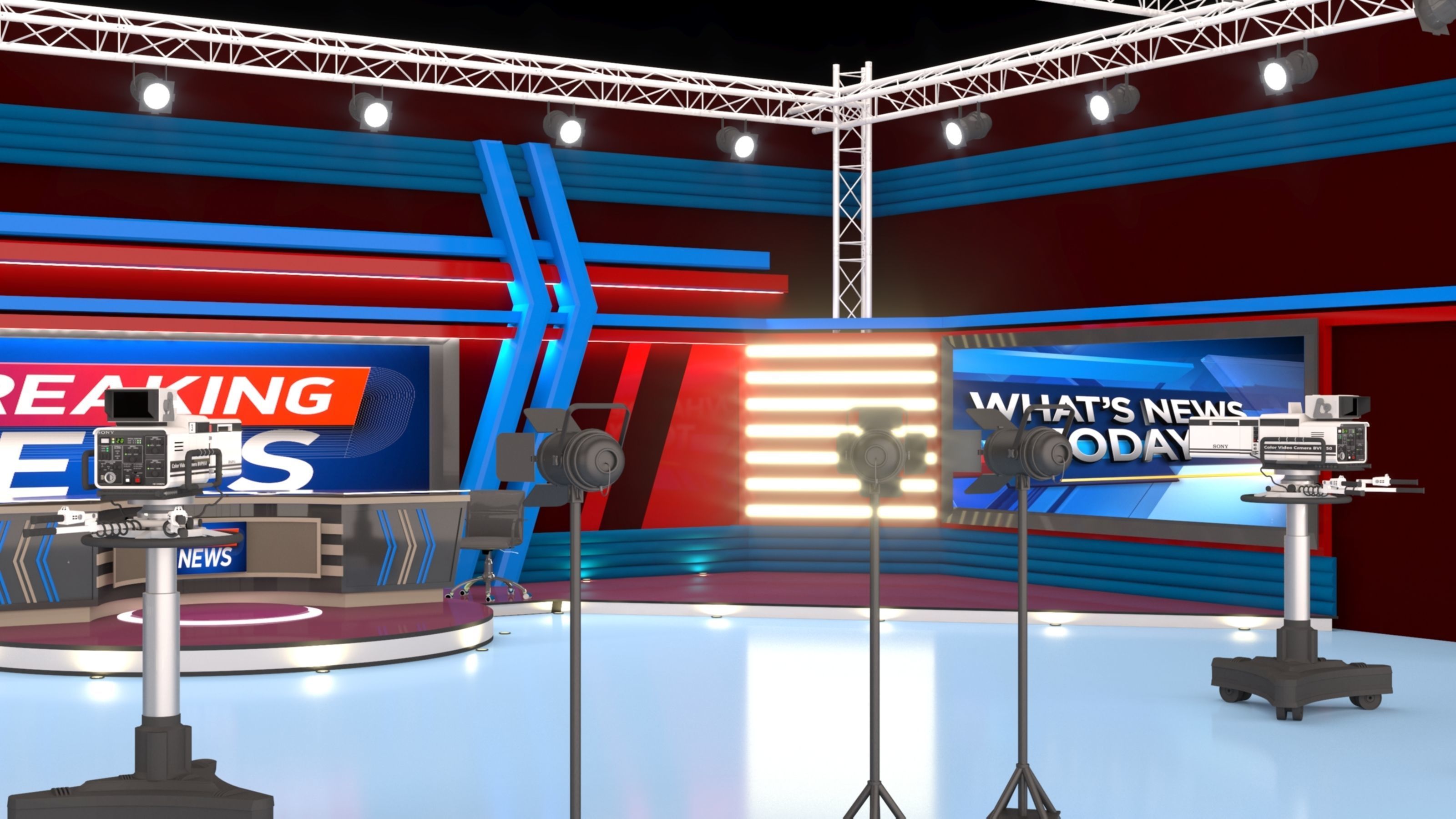 TV Live Studio 3D model_12