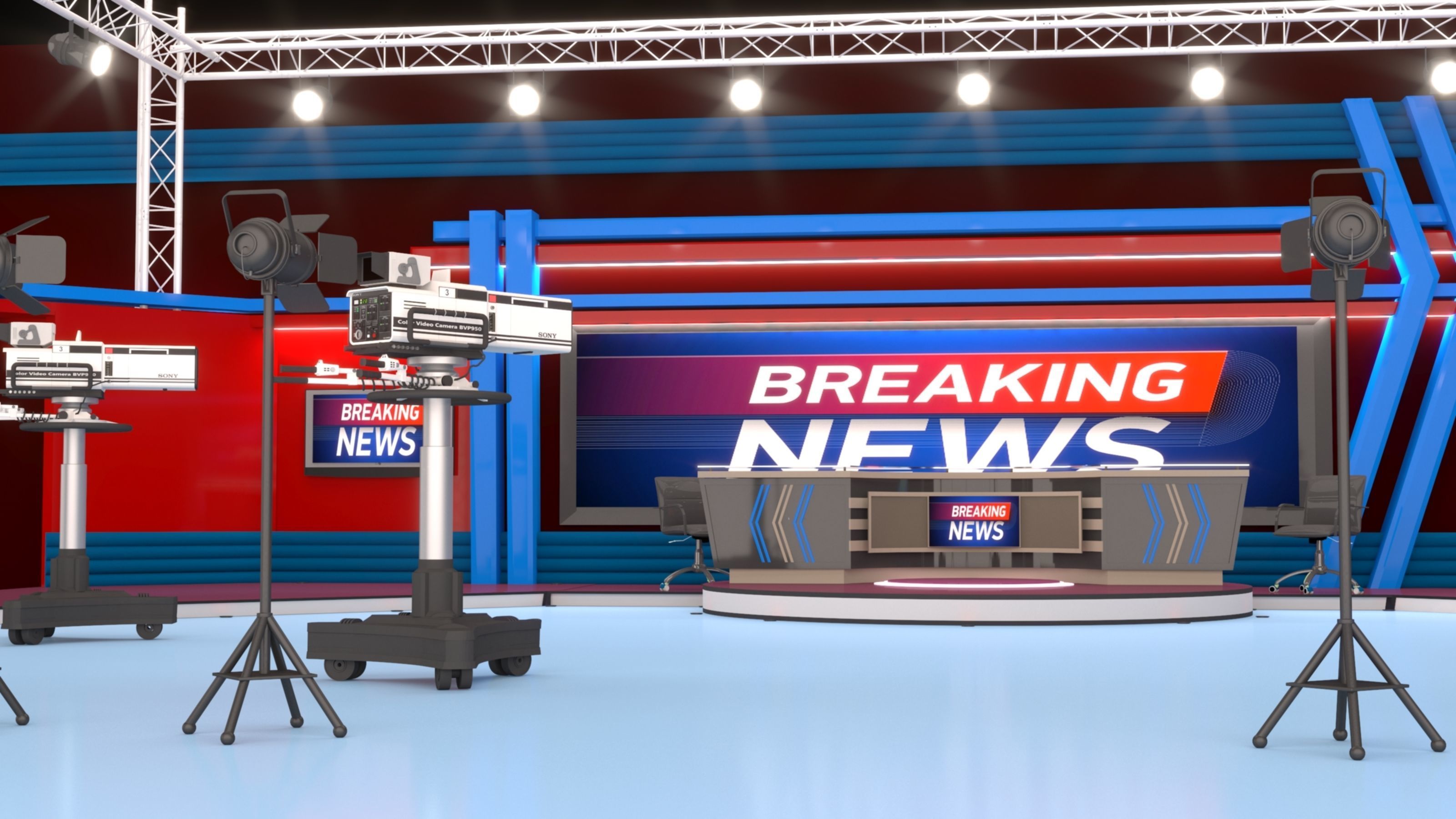 TV Live Studio 3D model_4