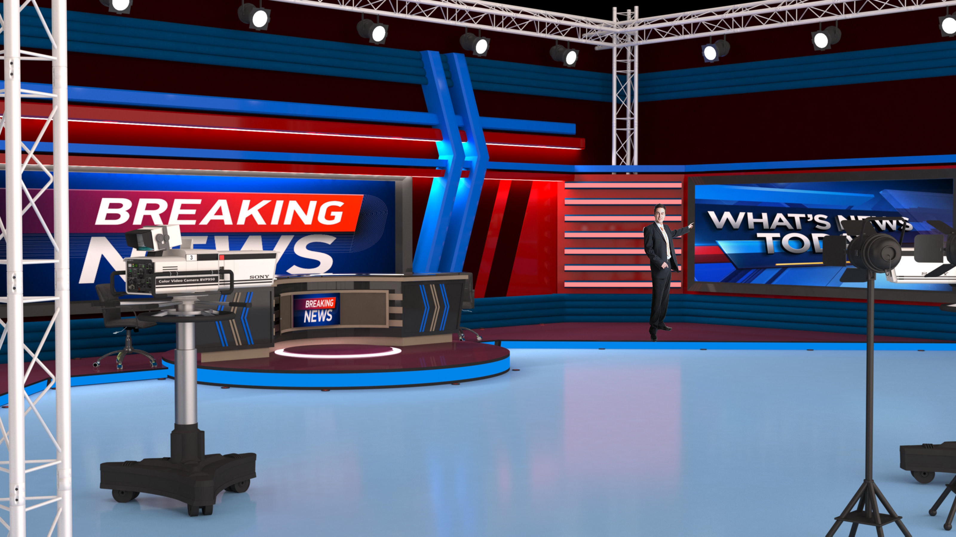 TV Live Studio 3D model_10