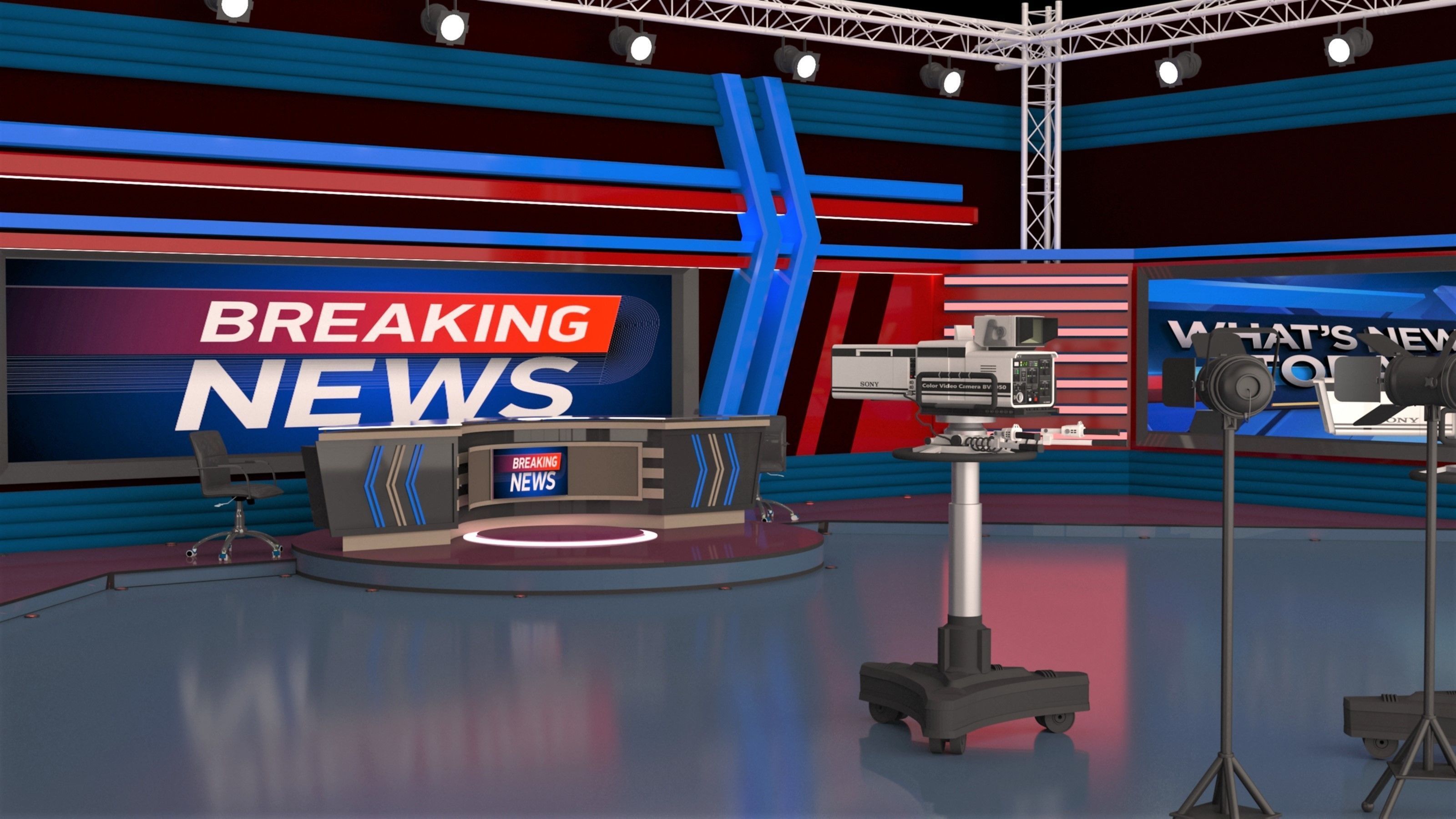 TV Live Studio 3D model_16