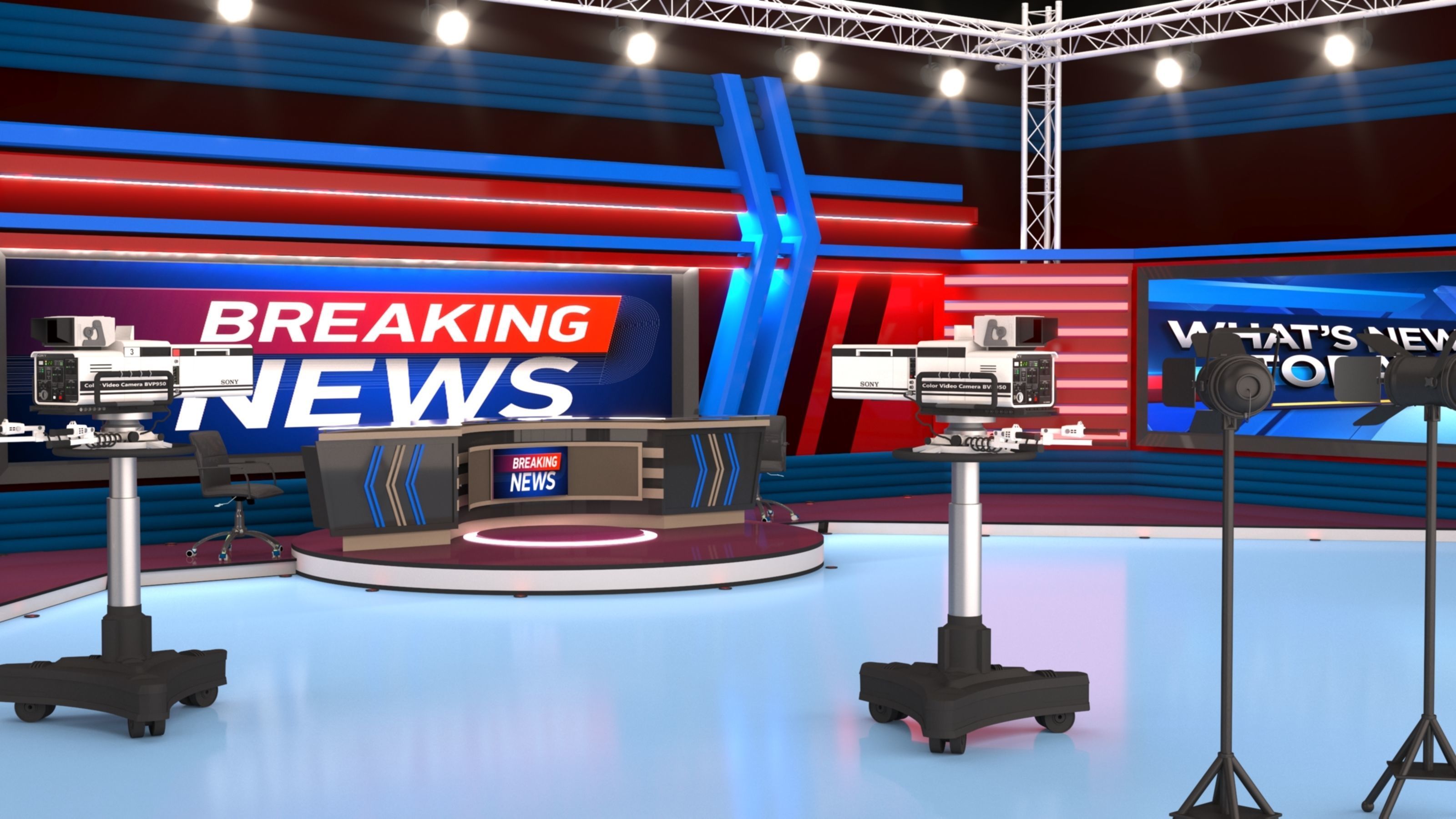 TV Live Studio 3D model_5