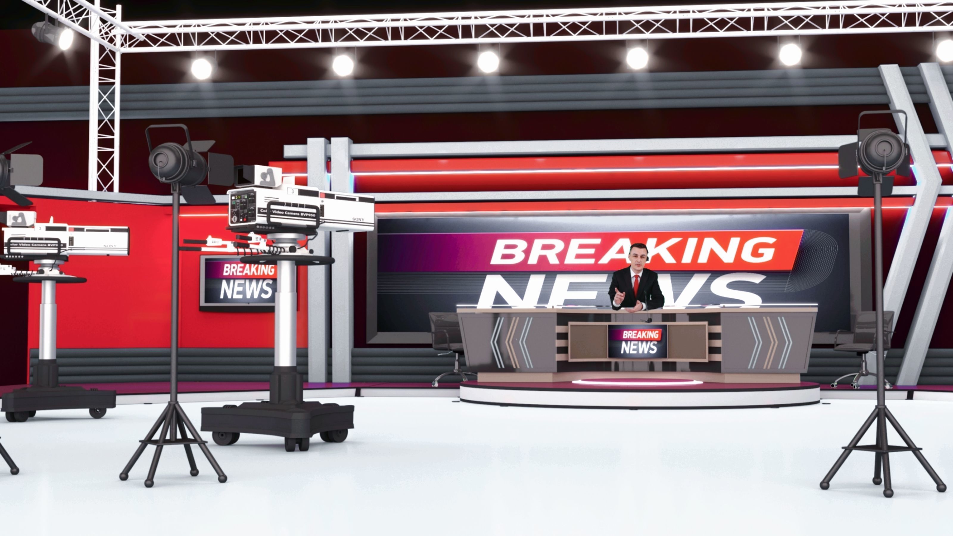 TV Live Studio 3D model_9
