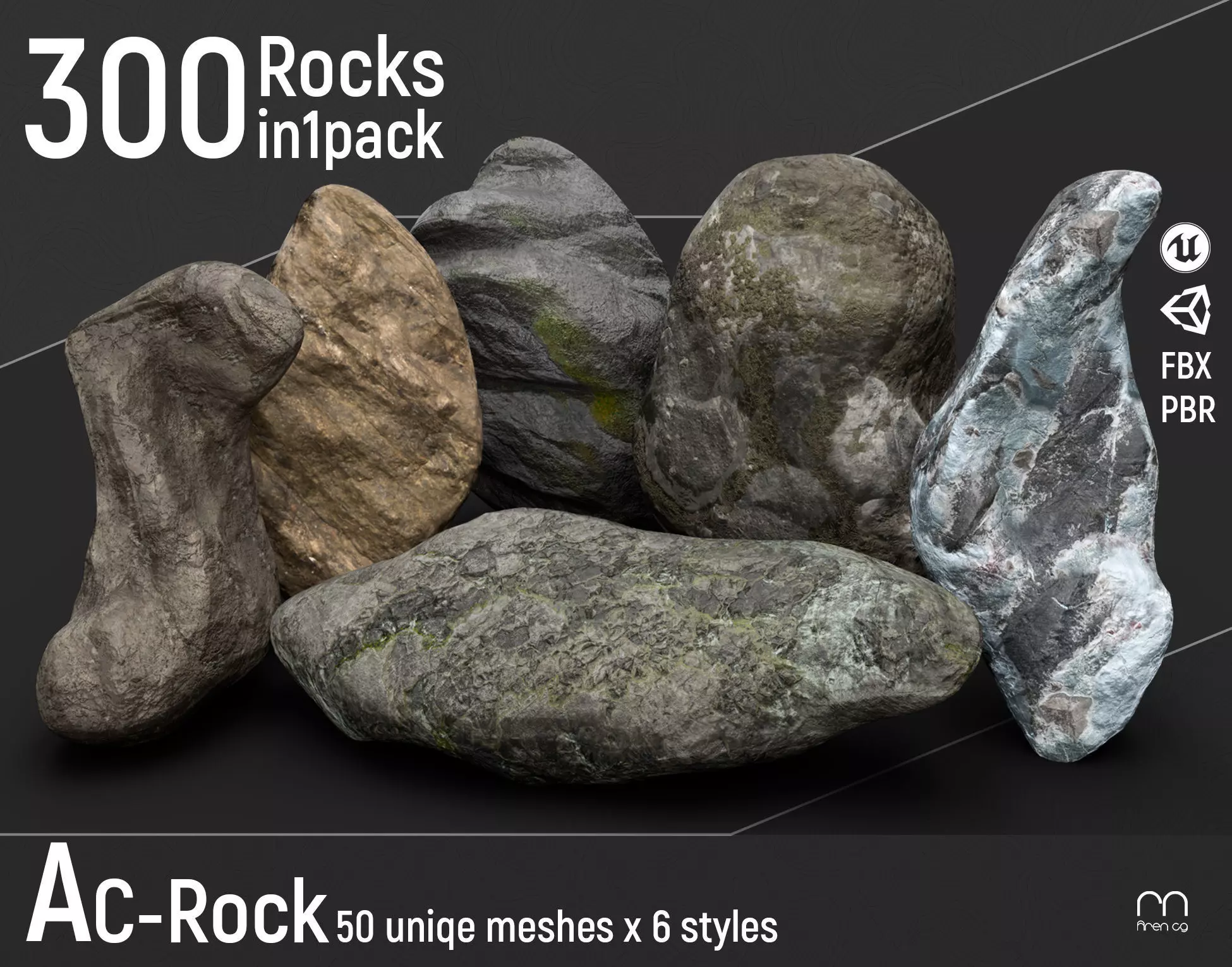 Ac Rocks -Unity Low-poly 3D model_0