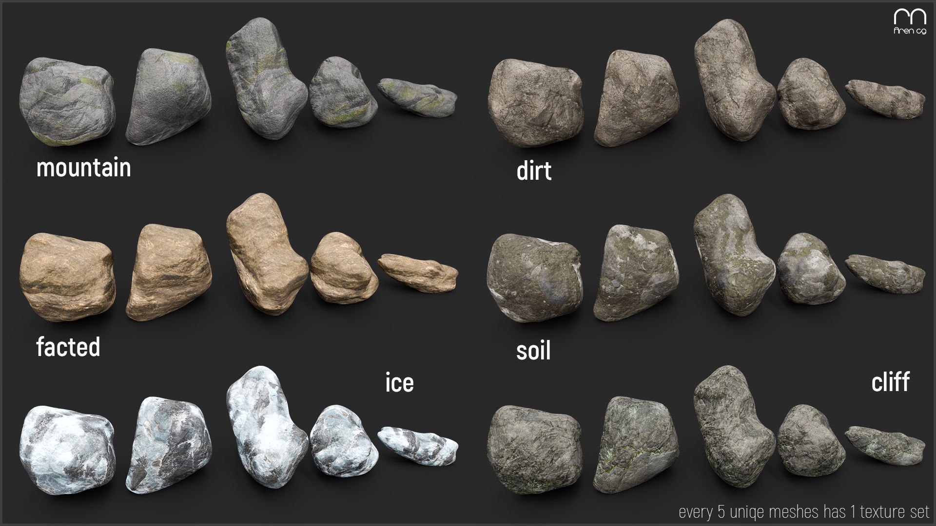 Ac Rocks -Unity Low-poly 3D model_8