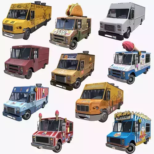 Food Trucks 3D Model Collection
