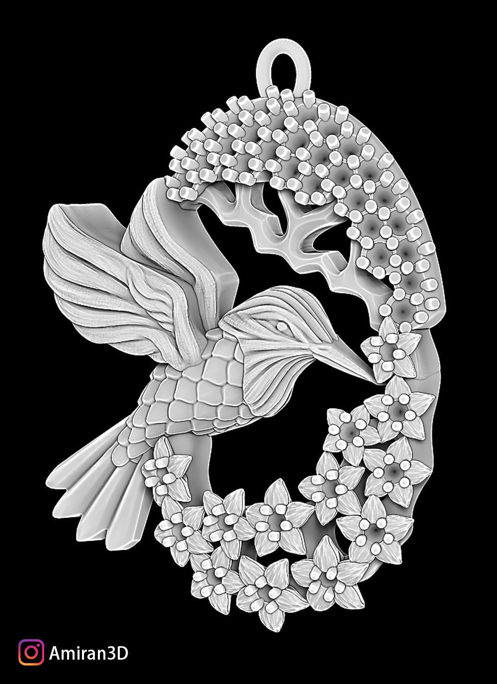 Hummingbird Pendant 3D print model_9