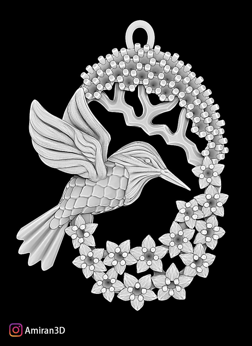 Hummingbird Pendant 3D print model_2
