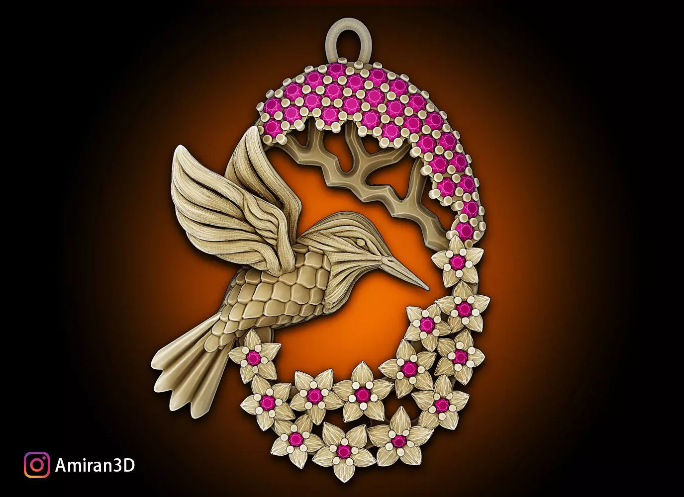 Hummingbird Pendant 3D print model_0