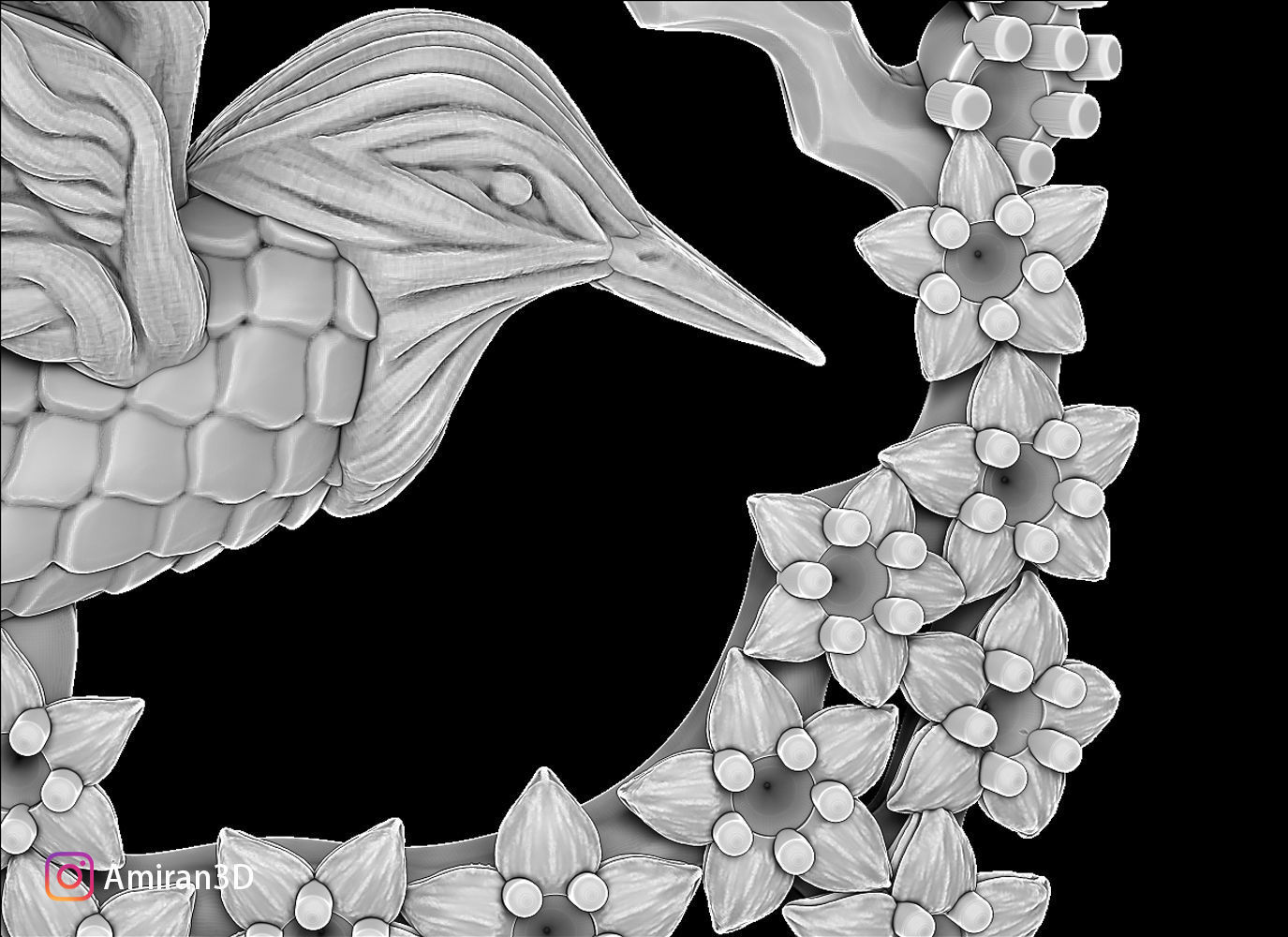 Hummingbird Pendant 3D print model_11