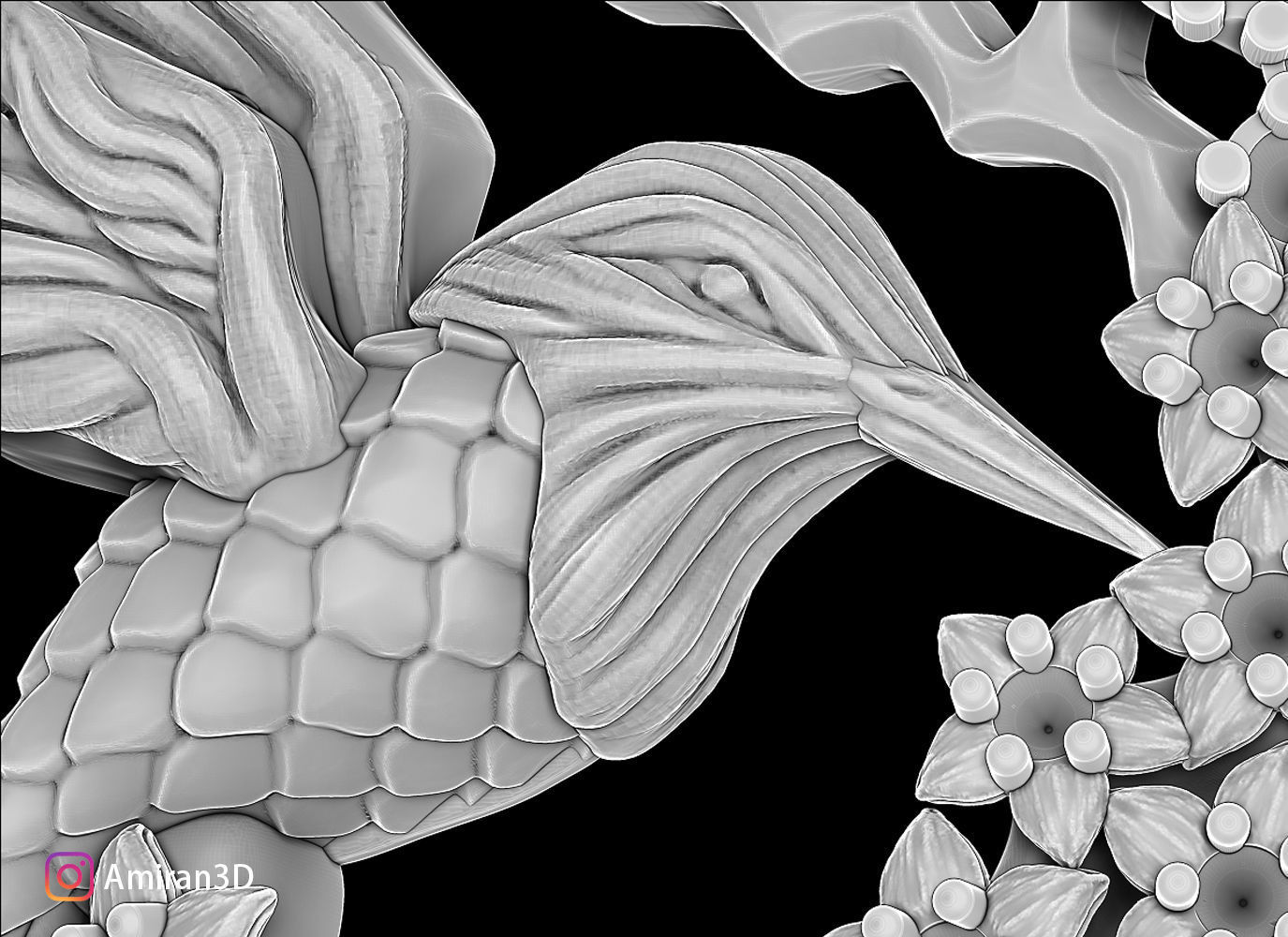 Hummingbird Pendant 3D print model_8