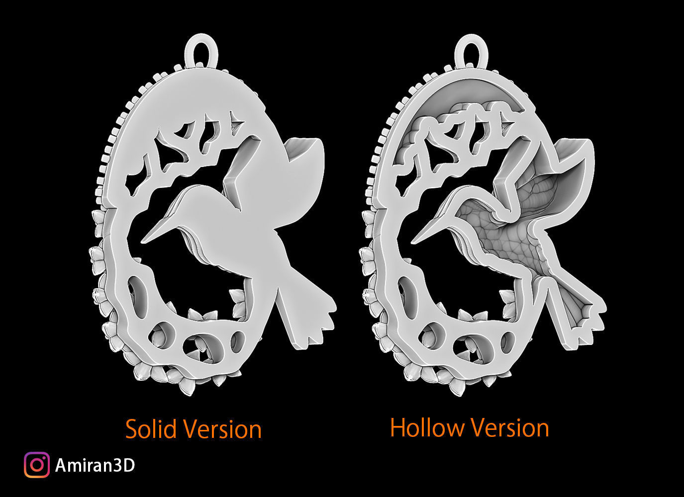 Hummingbird Pendant 3D print model_6