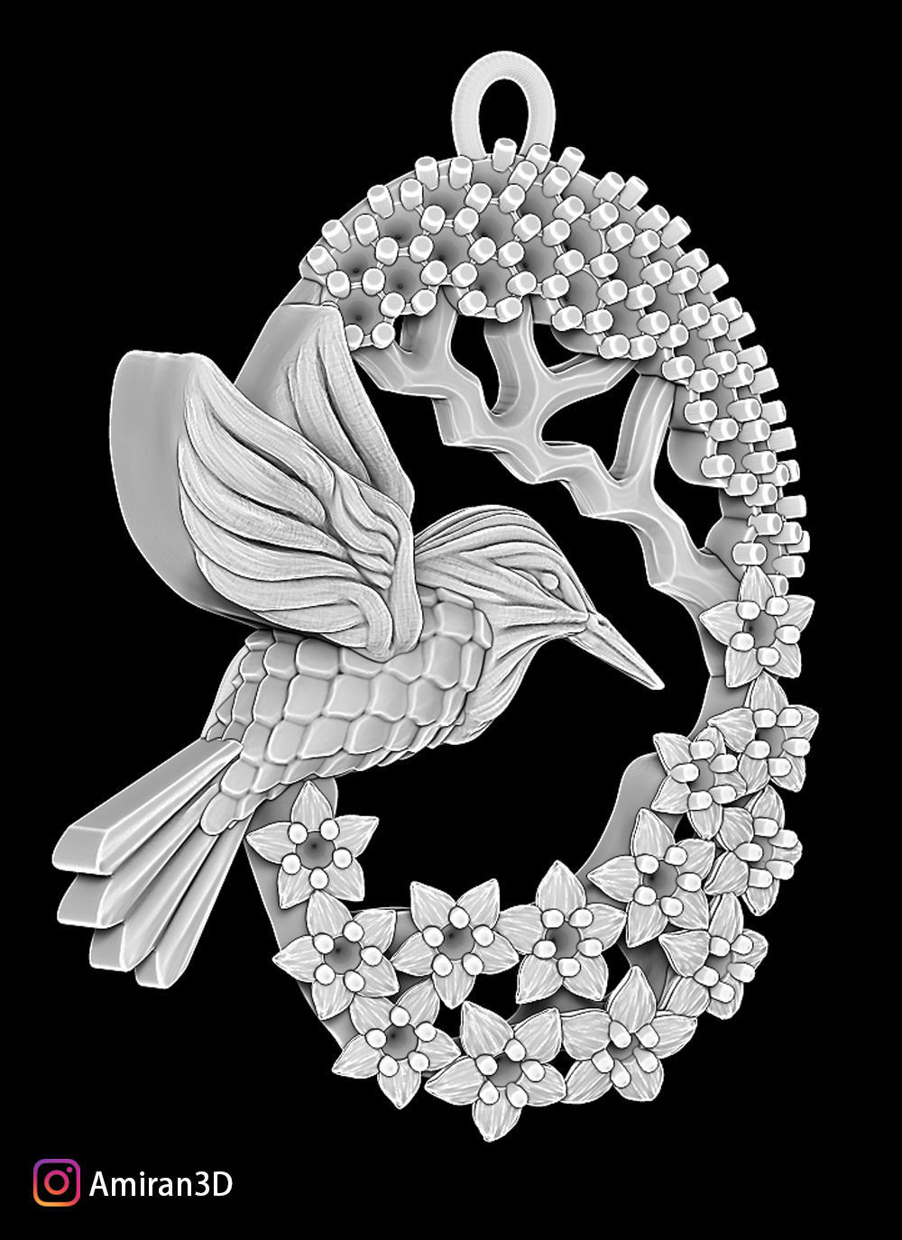 Hummingbird Pendant 3D print model_3