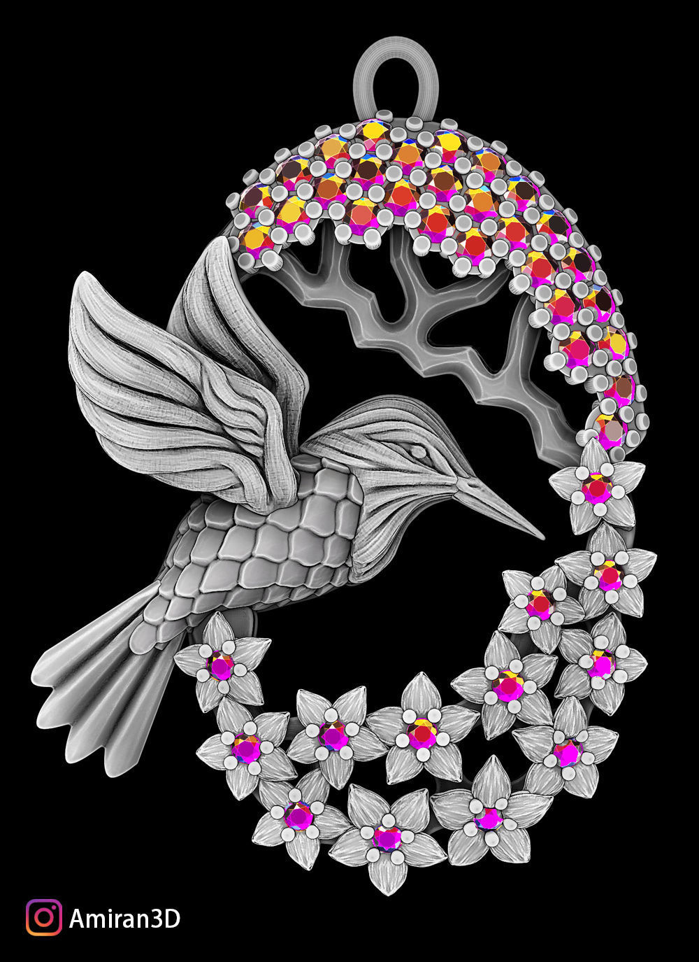 Hummingbird Pendant 3D print model_1