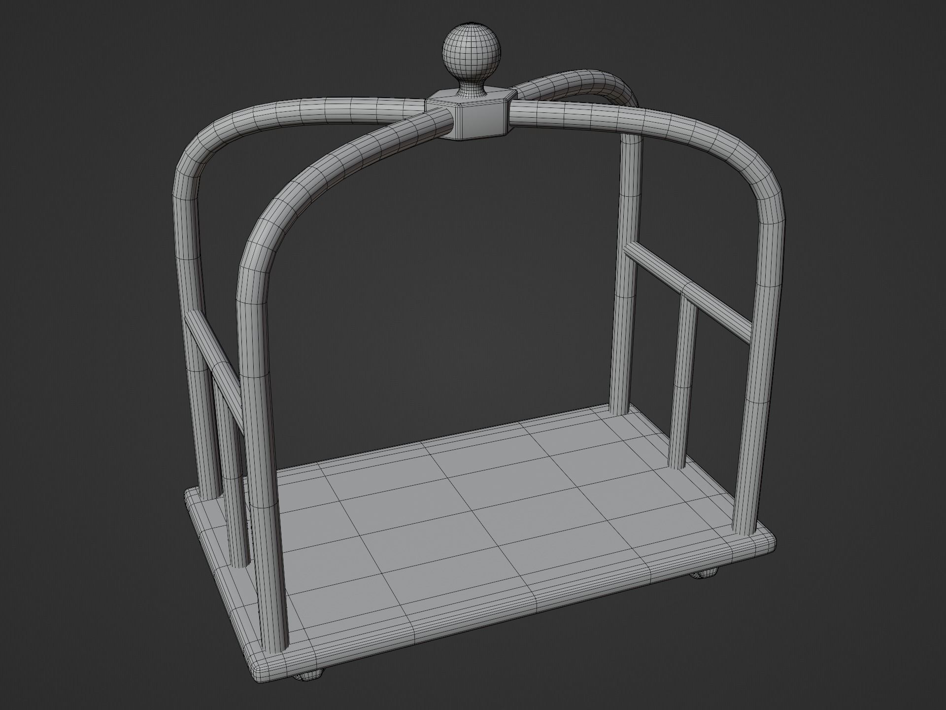 Cartoon Style Hotel Trolley and Suitcase 3D model_9