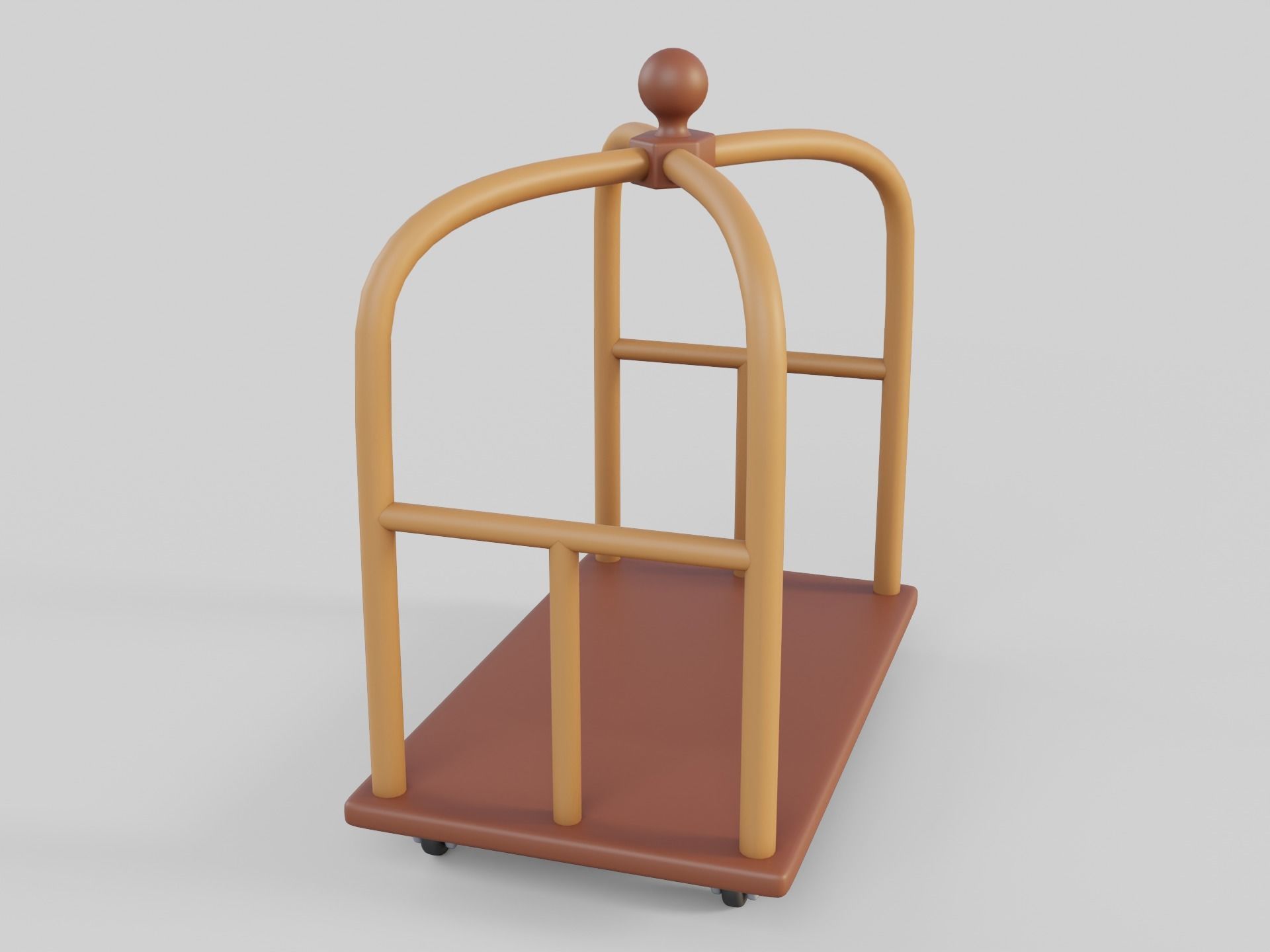 Cartoon Style Hotel Trolley and Suitcase 3D model_2