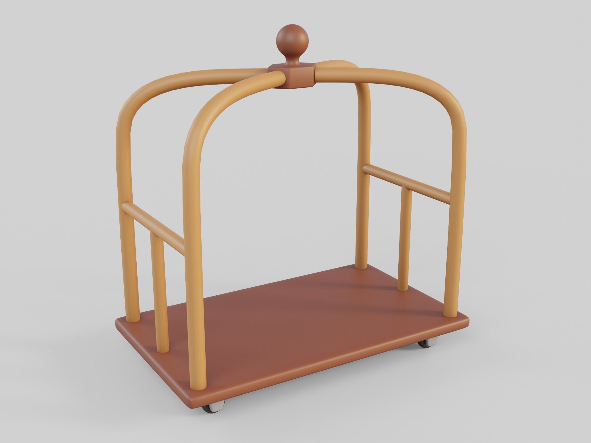 Cartoon Style Hotel Trolley and Suitcase 3D model_1