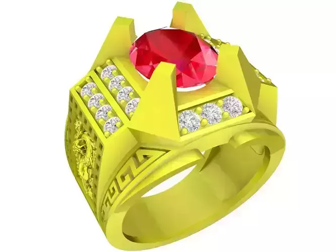 A5377 Korean Diamond with Dragon Men Ring 3D Model