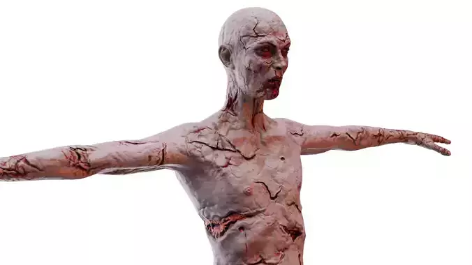 Low Poly Zombie Male Nude High Quality  Affordable 3D Model
