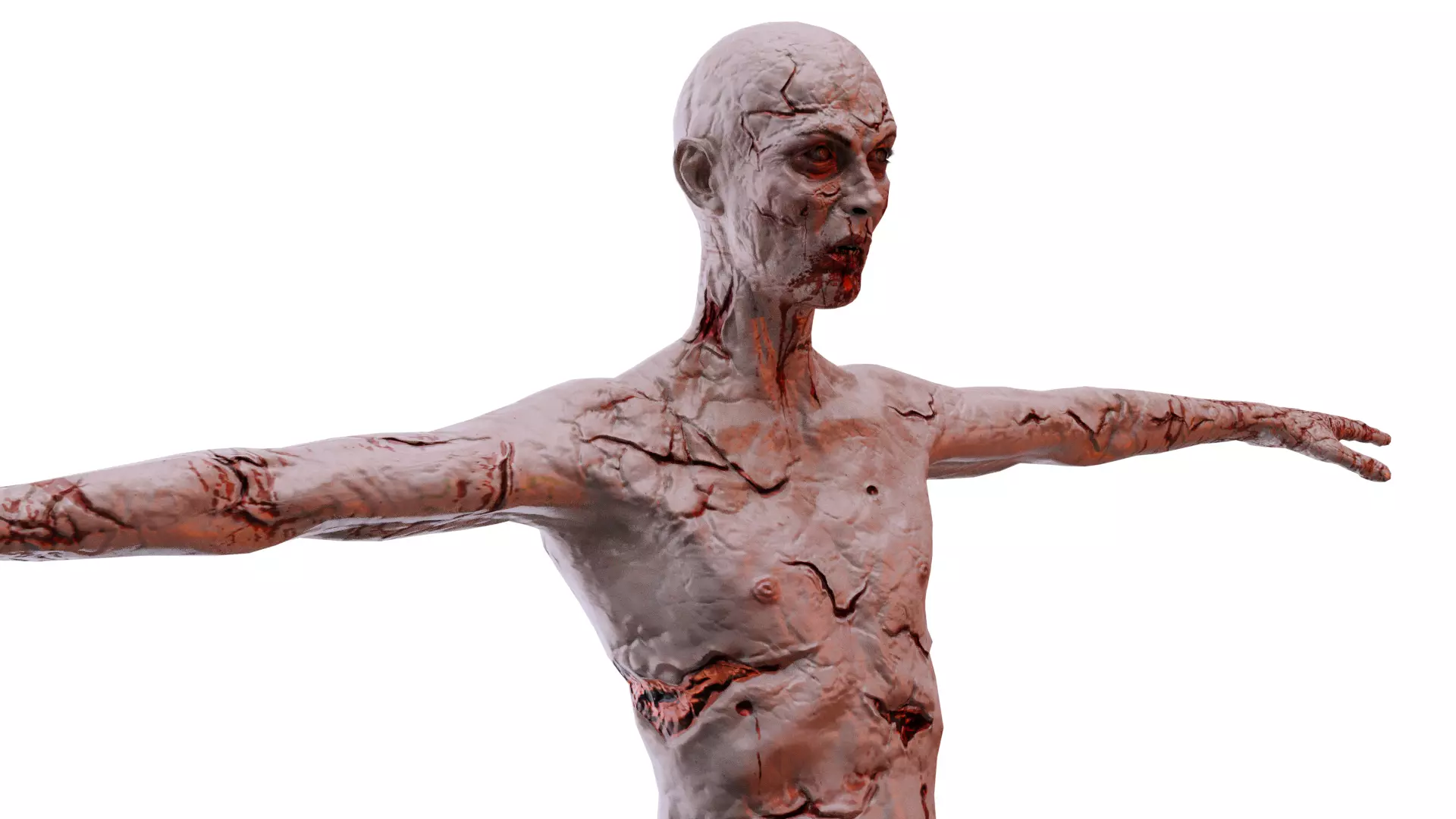 Low Poly Zombie Male Nude High Quality  Affordable 3D Model Low-poly 3D model_0