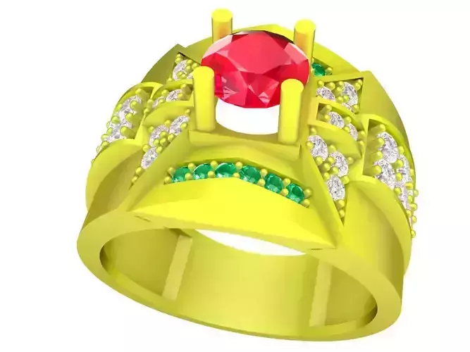 A5385 Luxury Asian Diamond Men Ring 3D Model