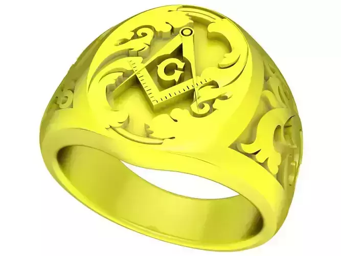 A5387 No Diamond Masonic Ring 3D Model