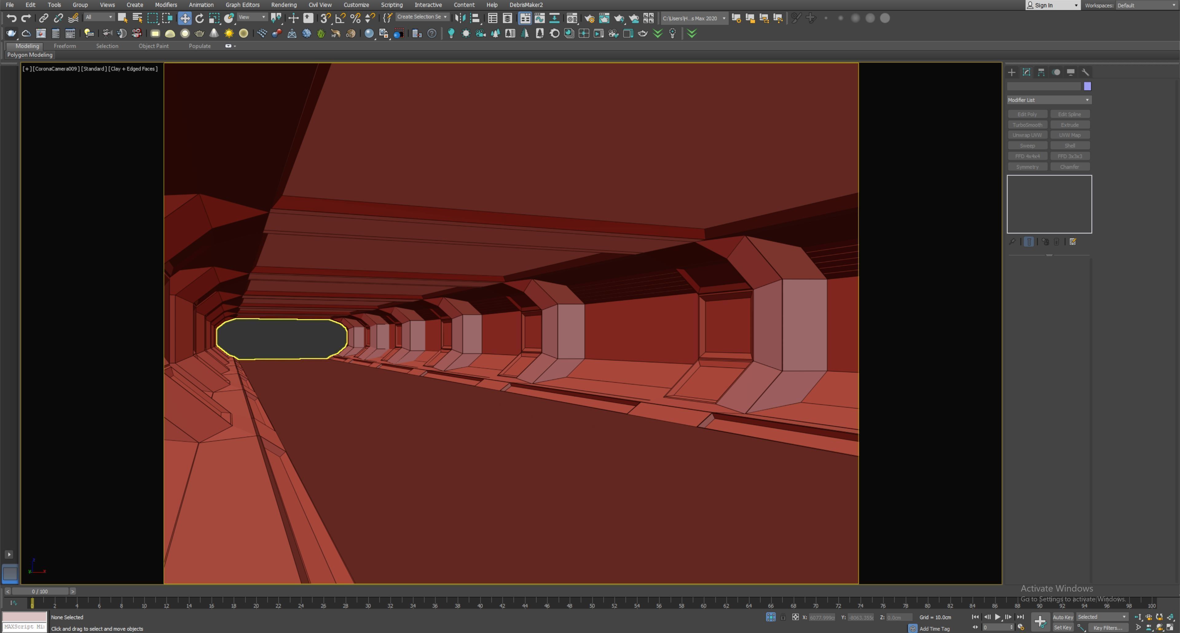 low poly sci fi corridor 07 Low-poly 3D model_5