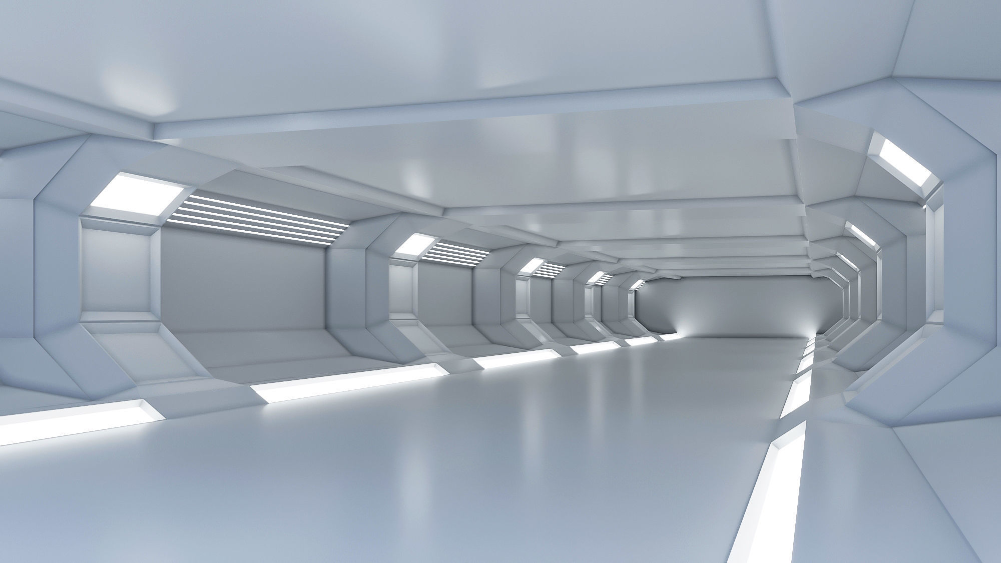 low poly sci fi corridor 07 Low-poly 3D model_1