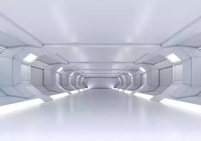low poly sci fi corridor 07 Low-poly 3D model