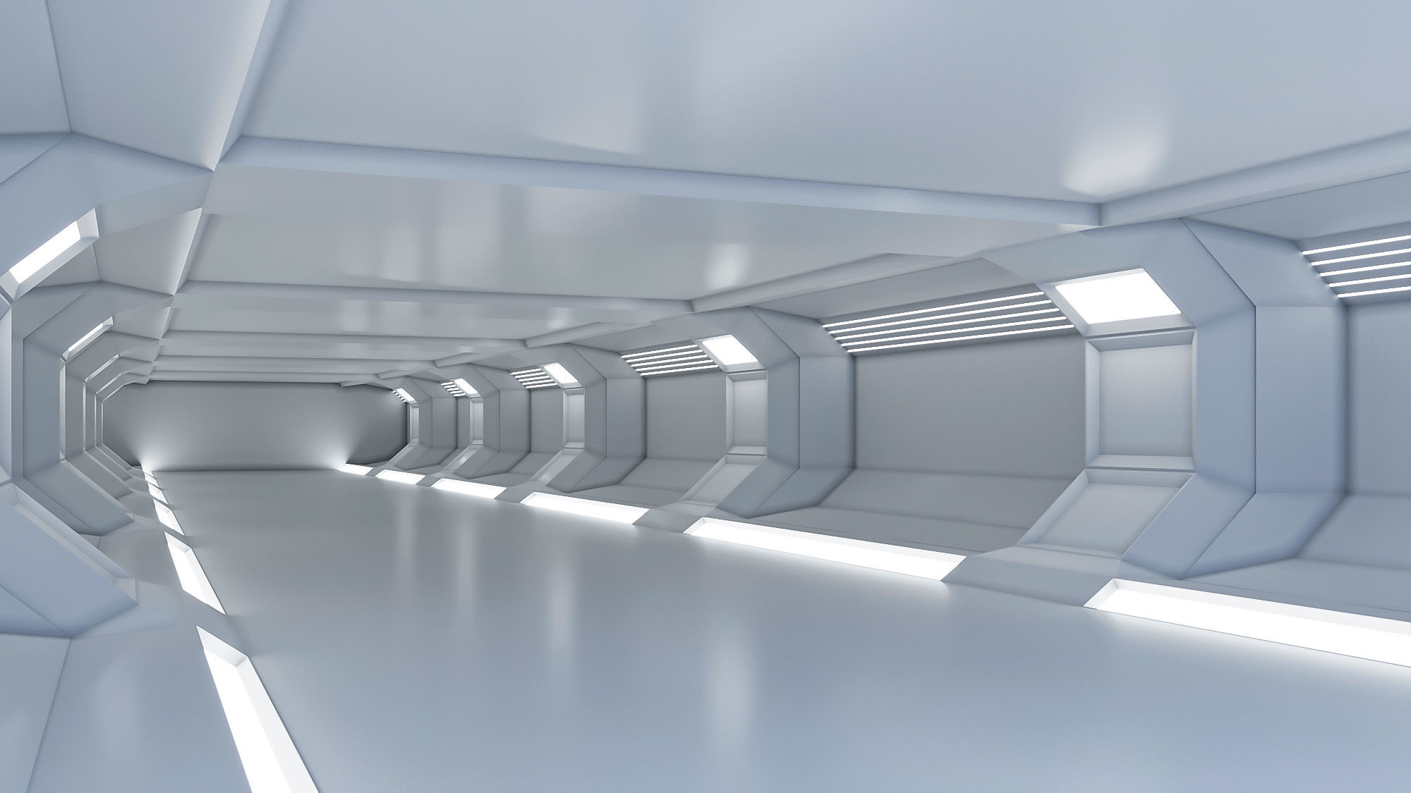 low poly sci fi corridor 07 Low-poly 3D model_2